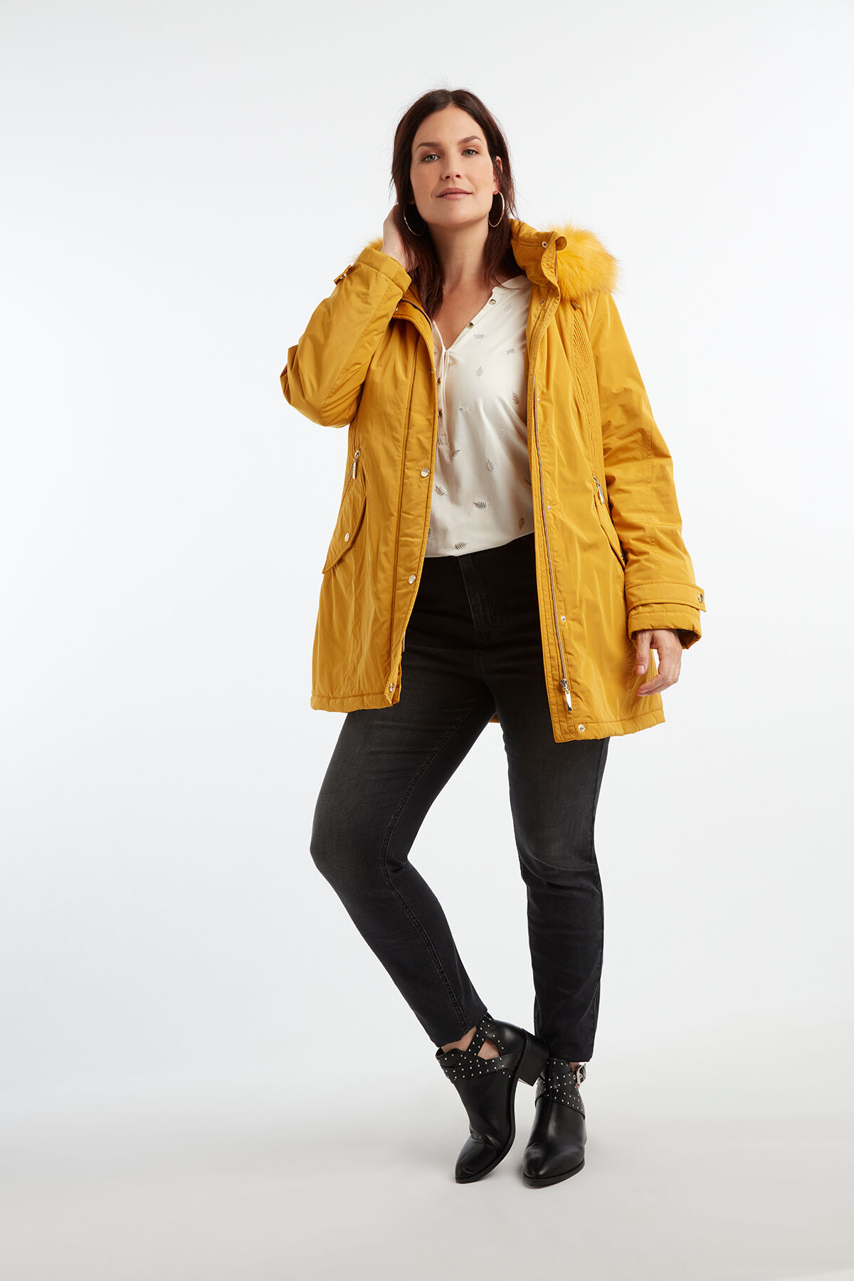 Parka mit Kragen aus Kunstfell image number 3