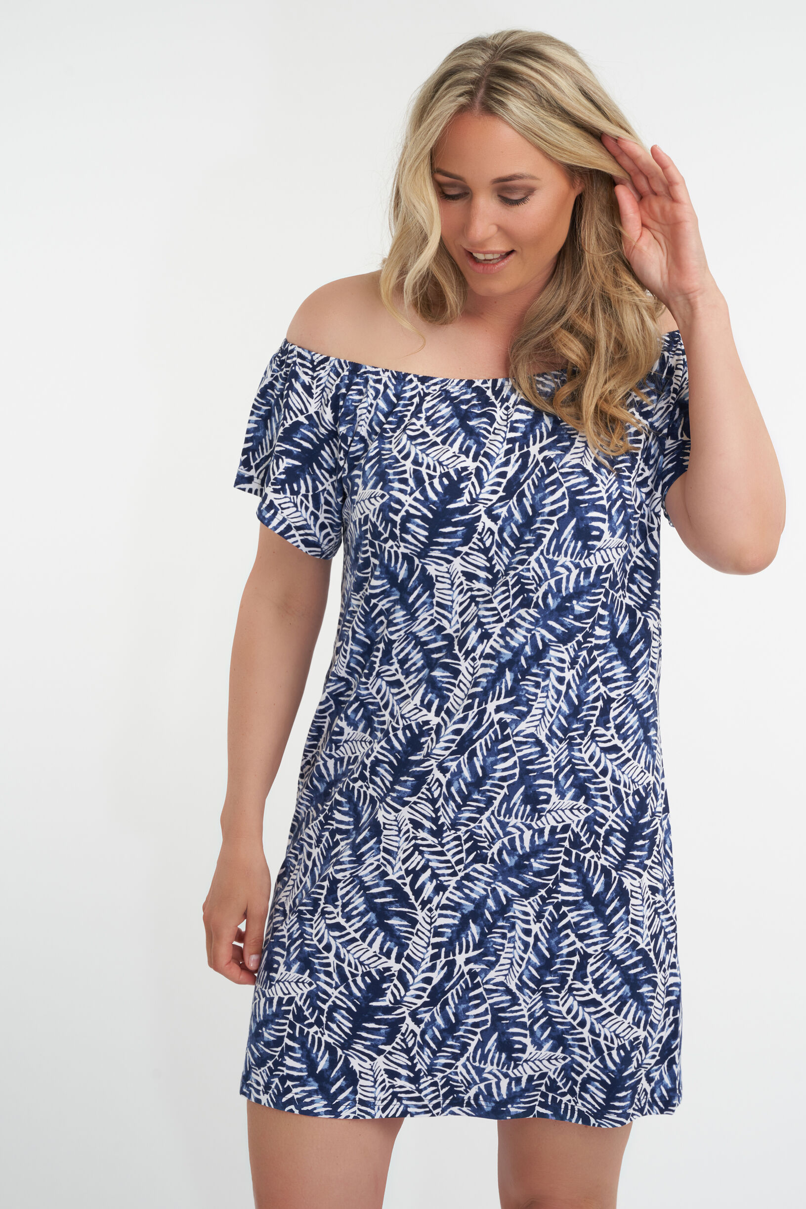 Schulterfreies Top mit Print image number 6