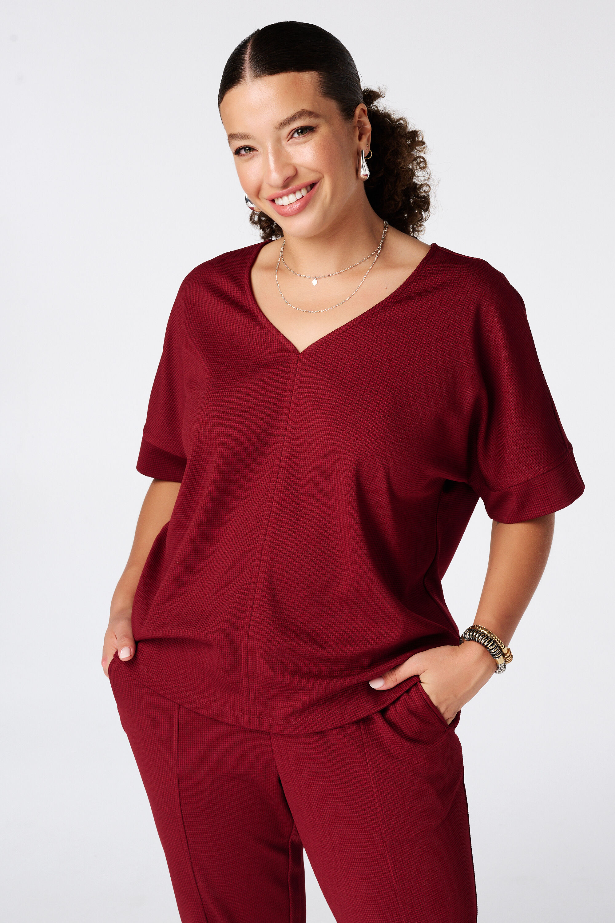 Basic Shirt mit Waffelstruktur