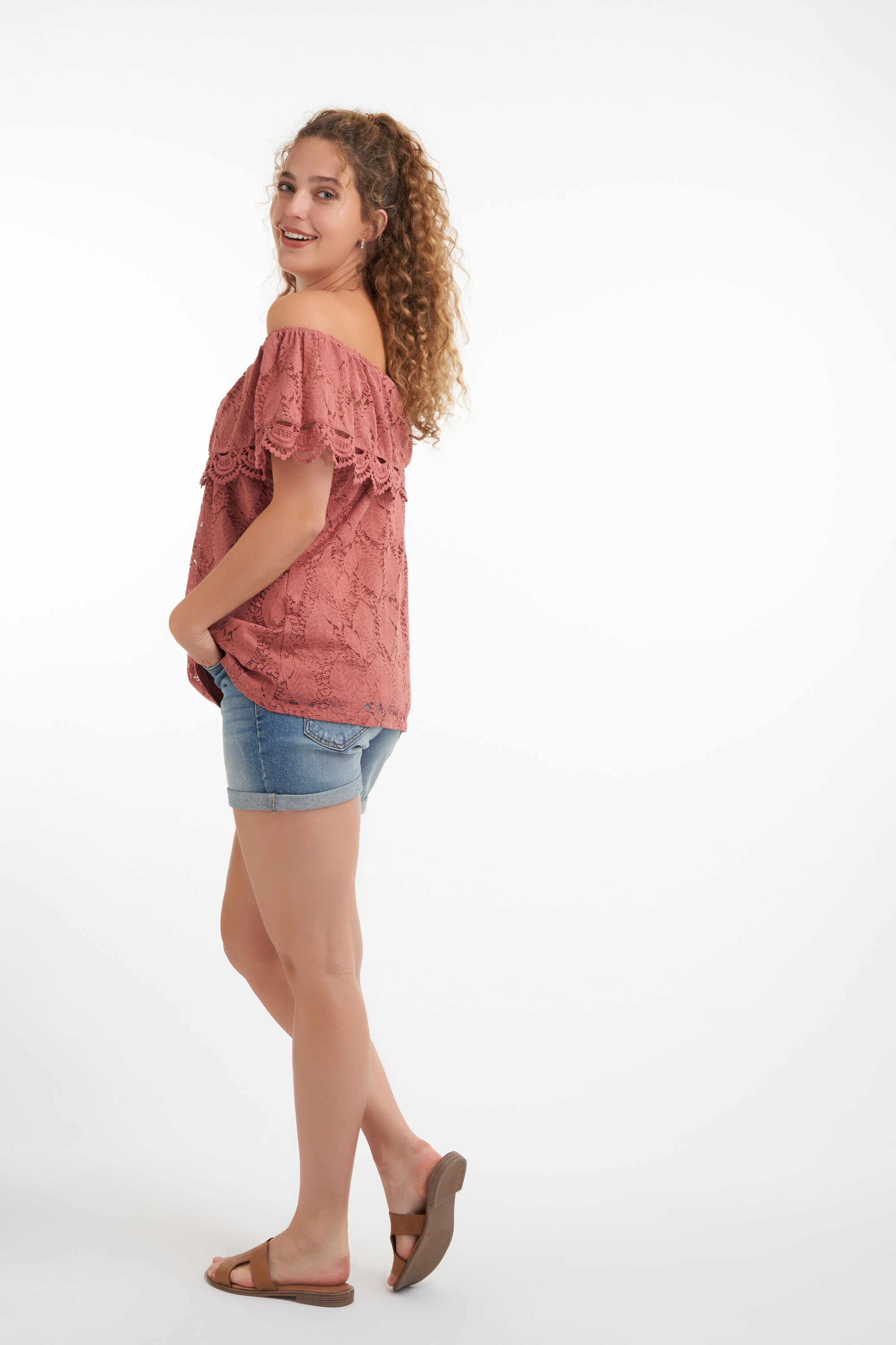 Schulterfreies Spitzen-Top image number 5