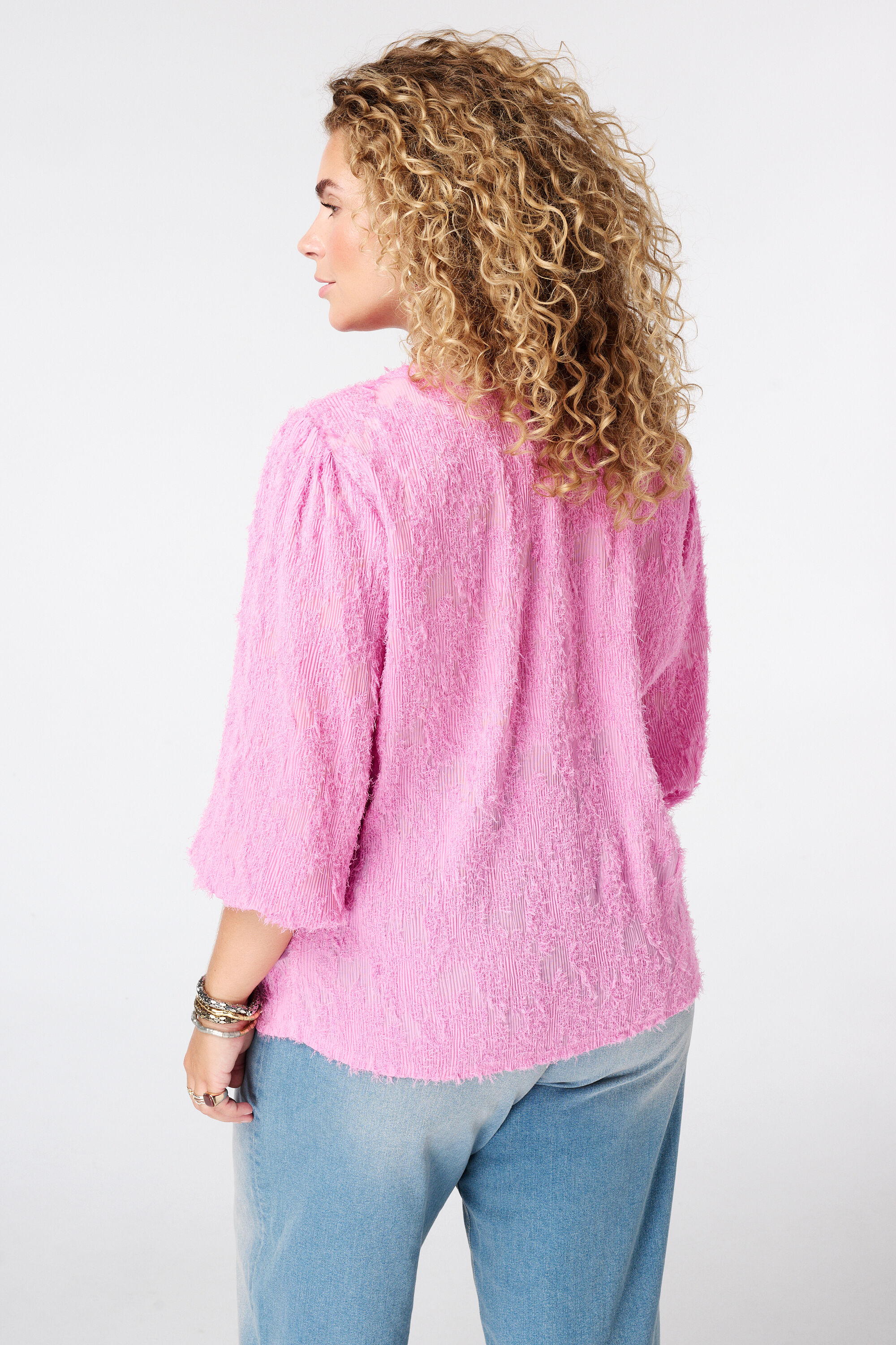 Flauschige Bluse mit V Ausschnitt image number 3