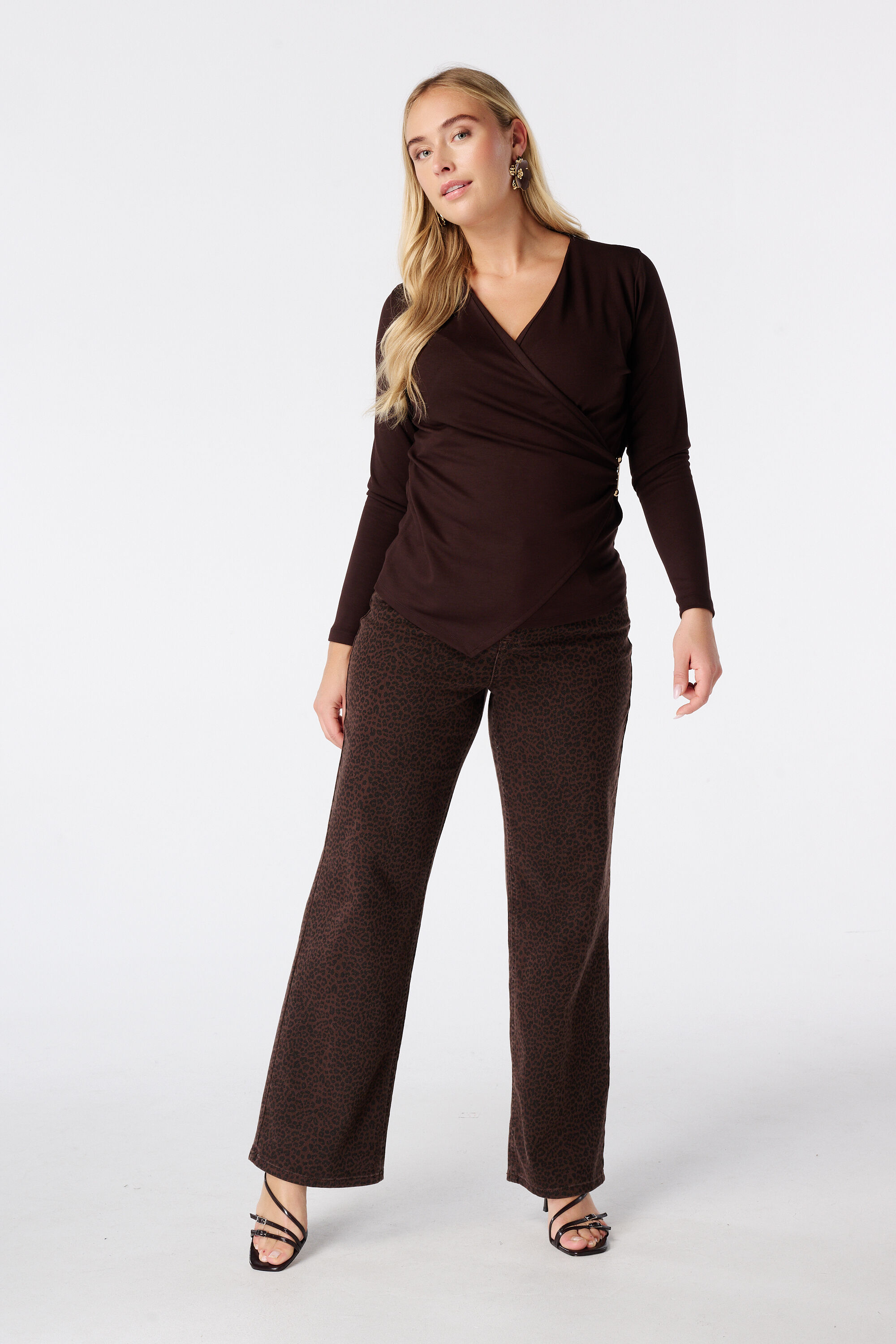 Wide-Leg-Jeans mit Leopardenprint