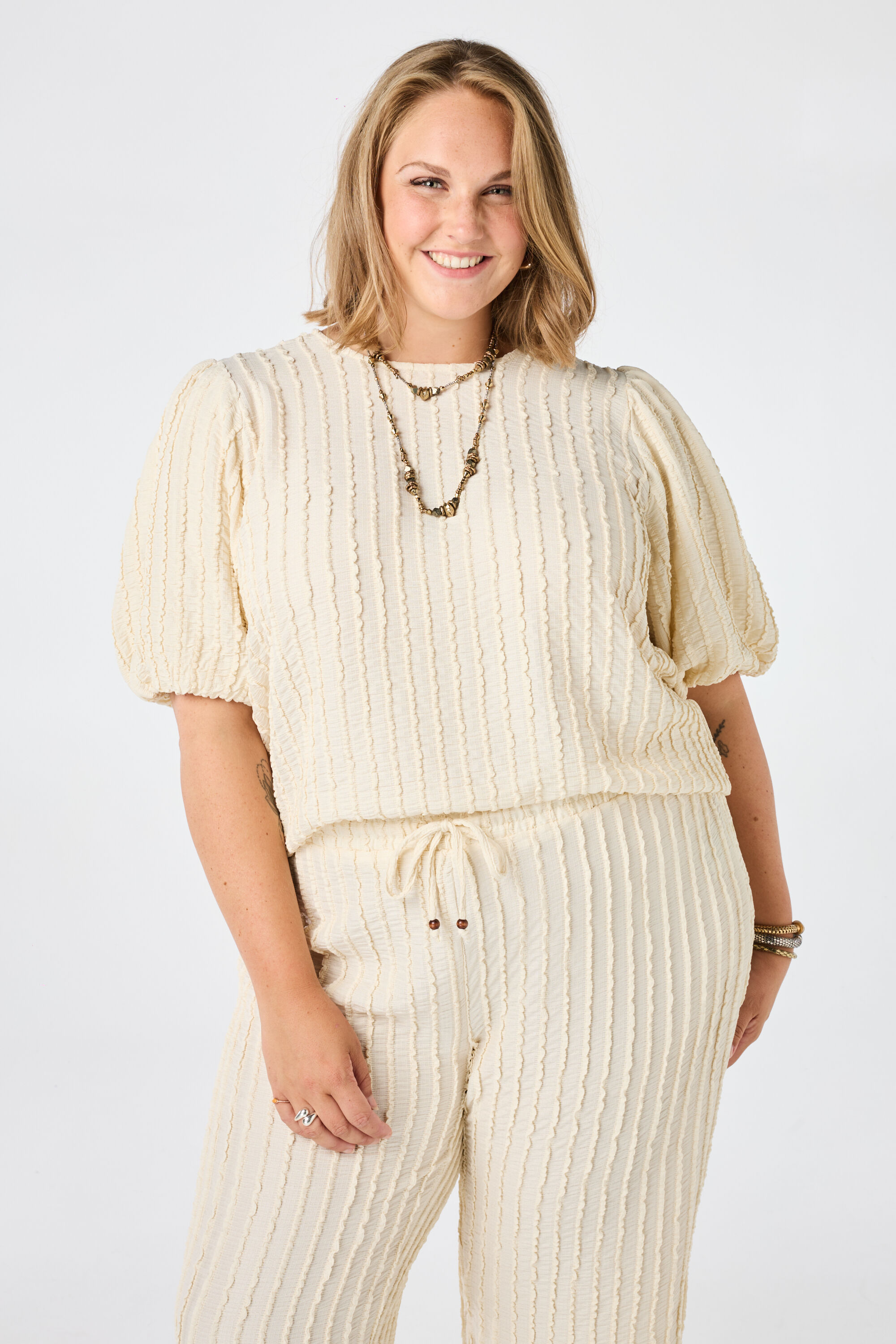 Crinkle Shirt mit Puff&auml;rmeln