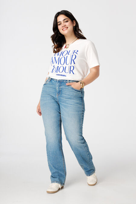 Jeans mit geradem Bein und mittlerer Taille Jeans mit geradem Bein und mittlerer Taille