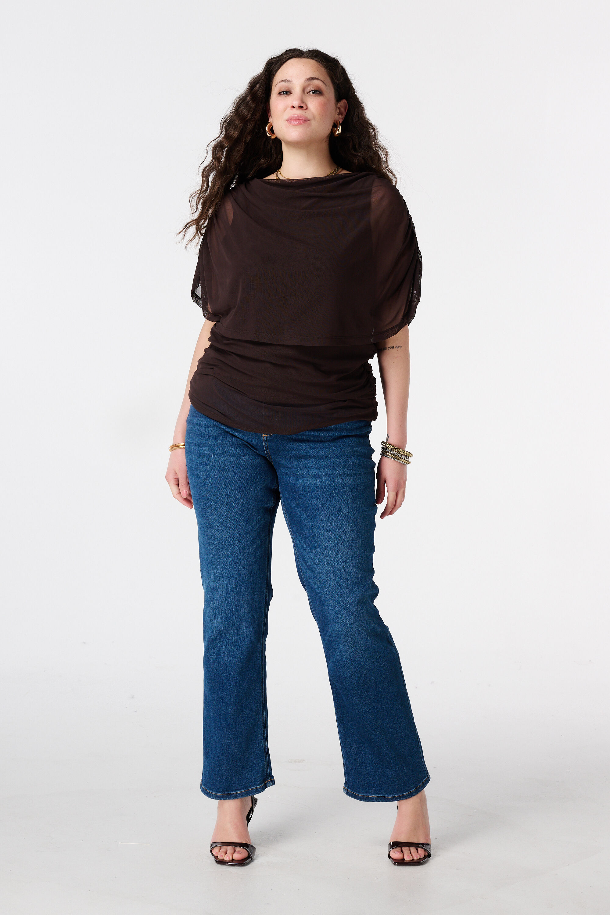 Mesh-Top mit drapierten &Auml;rmeln image number 5