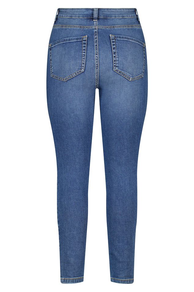 Skinny-Leg-Jeans mit hoher Taille CHERRY image number 2
