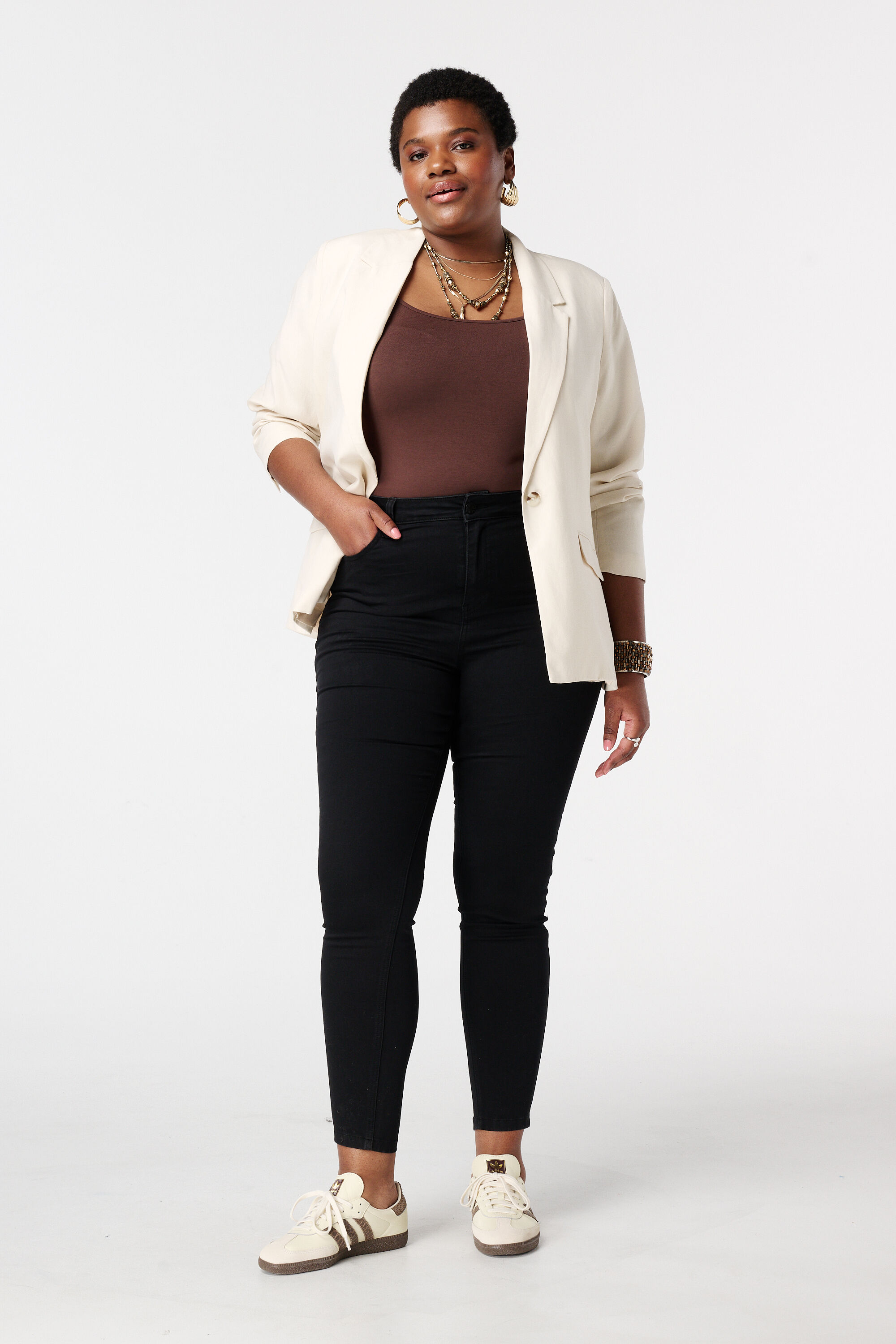 Skinny-Jeans mit hoher Taille CHERRY