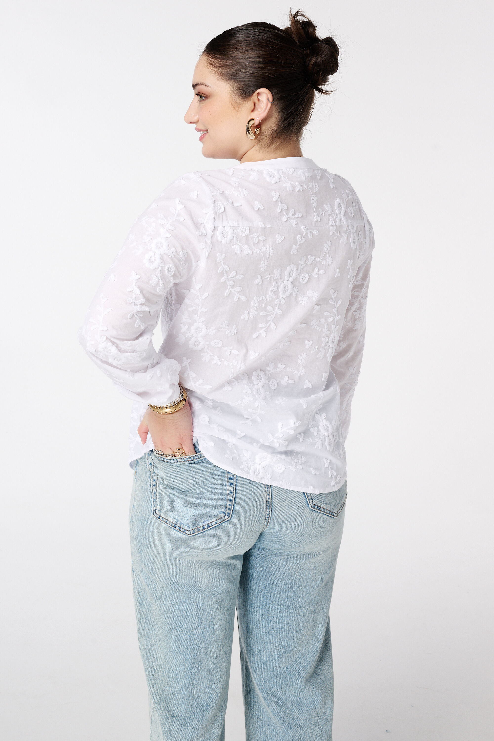 Bluse mit 3D-Blumenprint image number 3