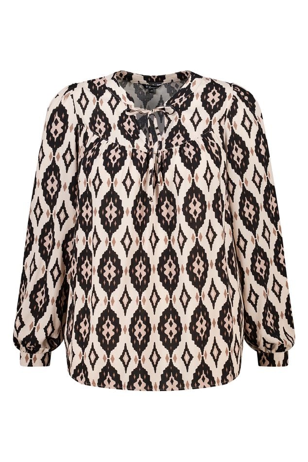Bluse mit Print und Spulen image number 1