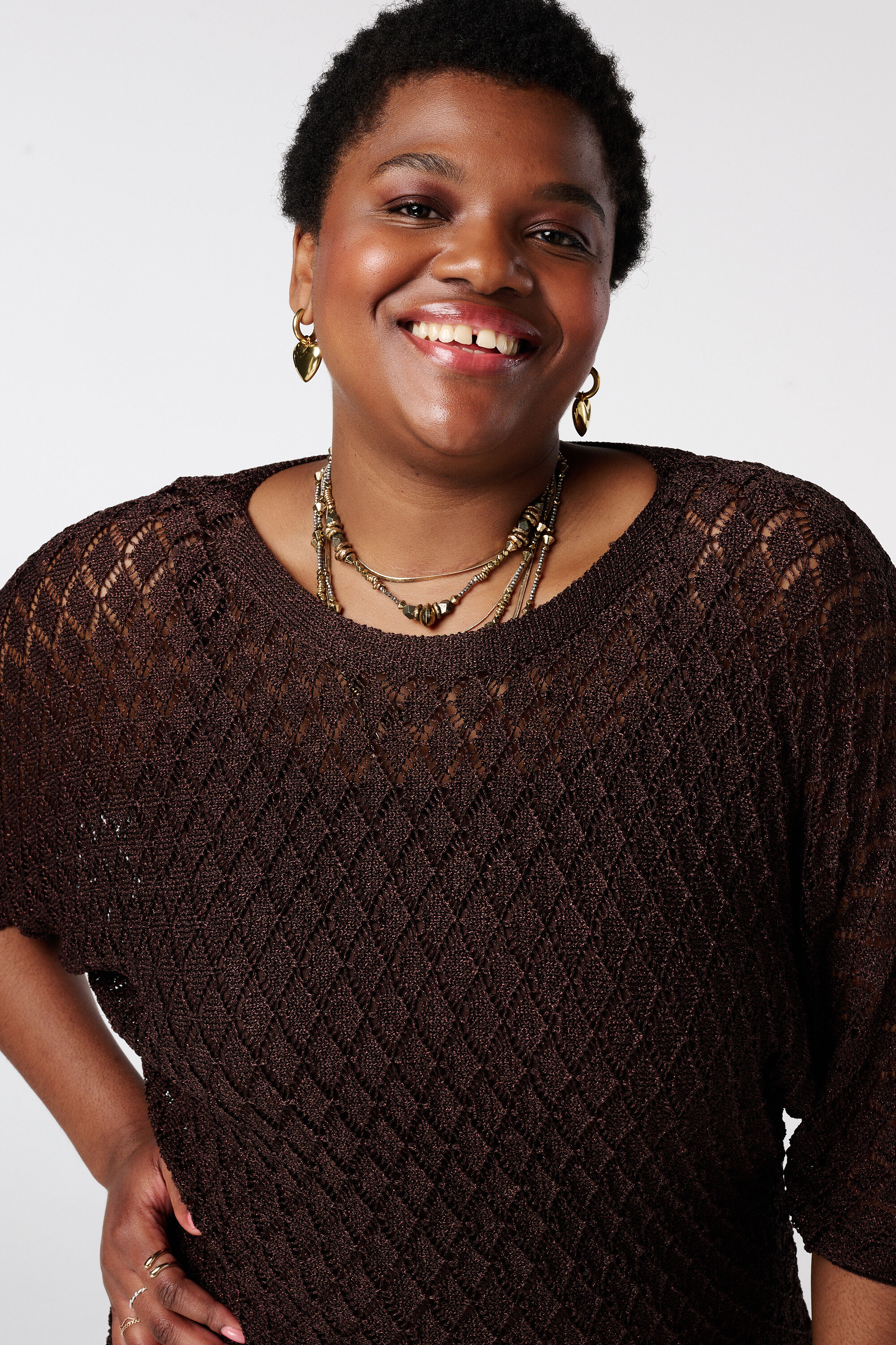 Geh&auml;kelter Pullover mit Lurex image number 4