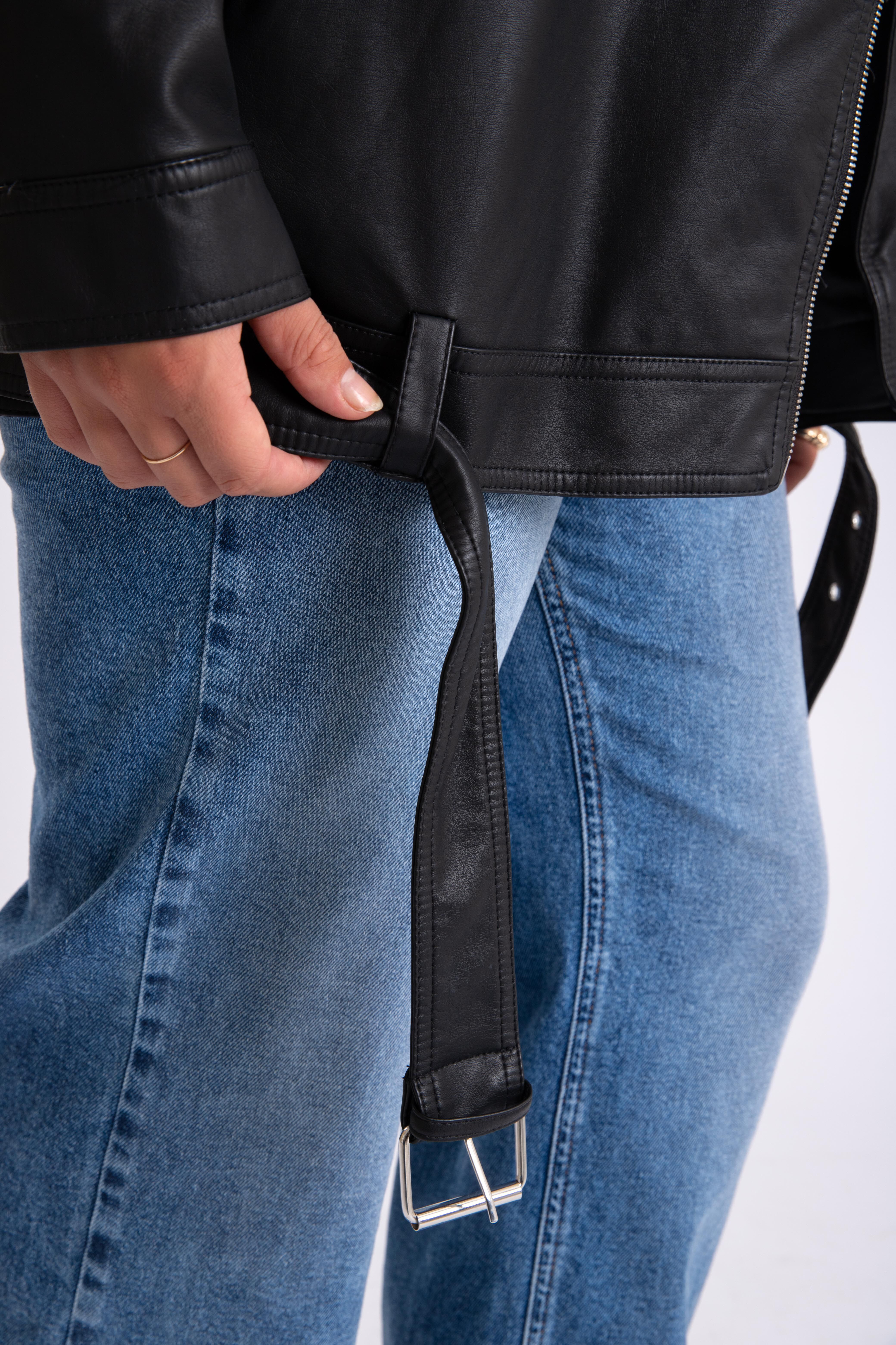 &Uuml;bergro&szlig;e Kunstleder-Bikerjacke image number 5