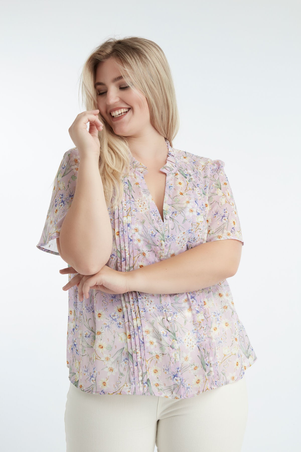 Bluse mit floralem Print und Lurex-Details image number 5