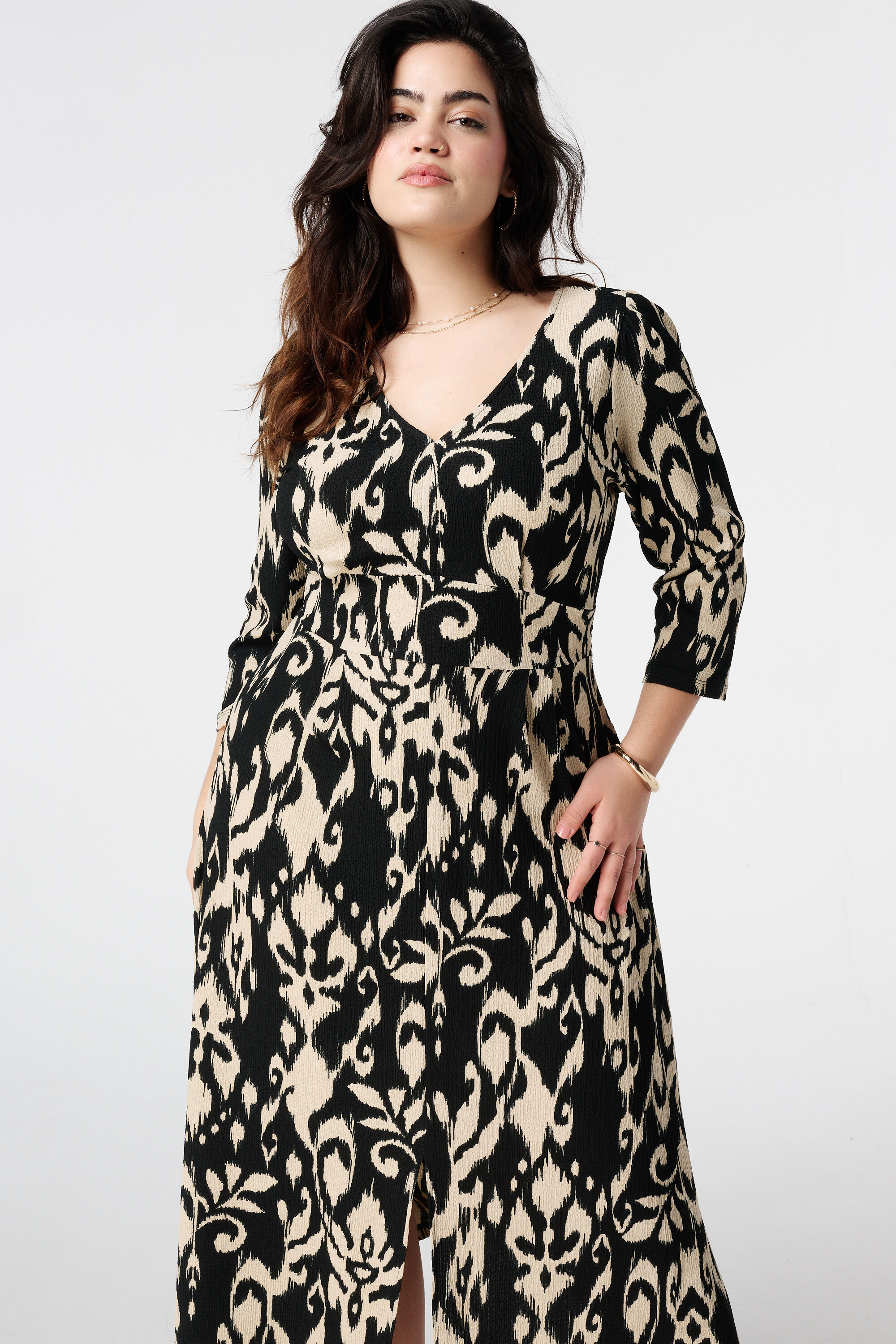 Midikleid mit Struktur und Print image number 5