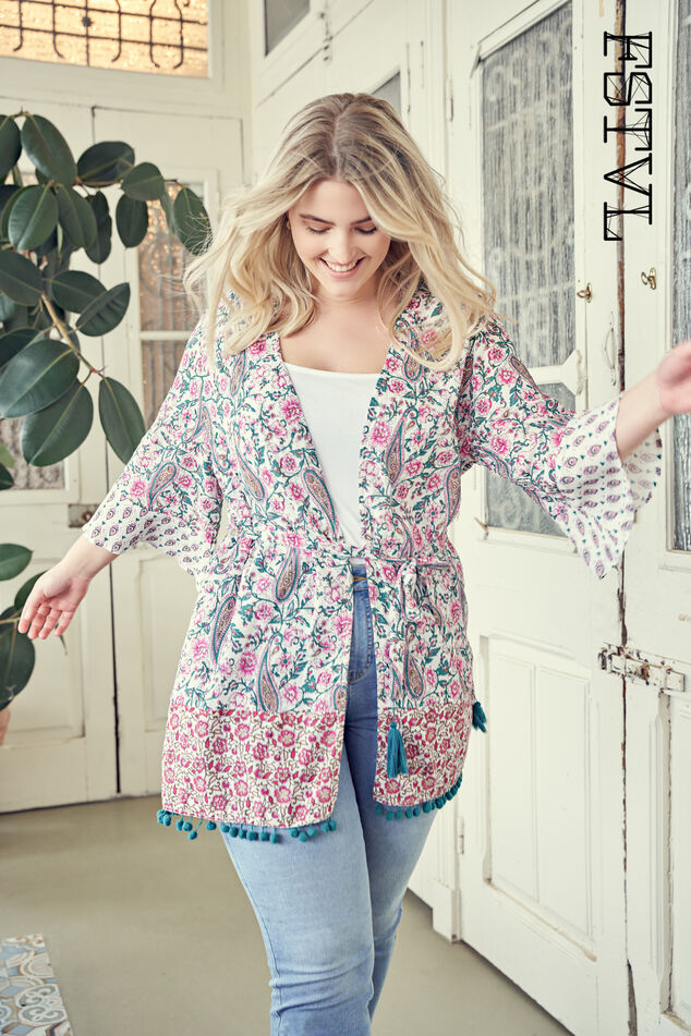 Kimono mit buntem Print image number 0