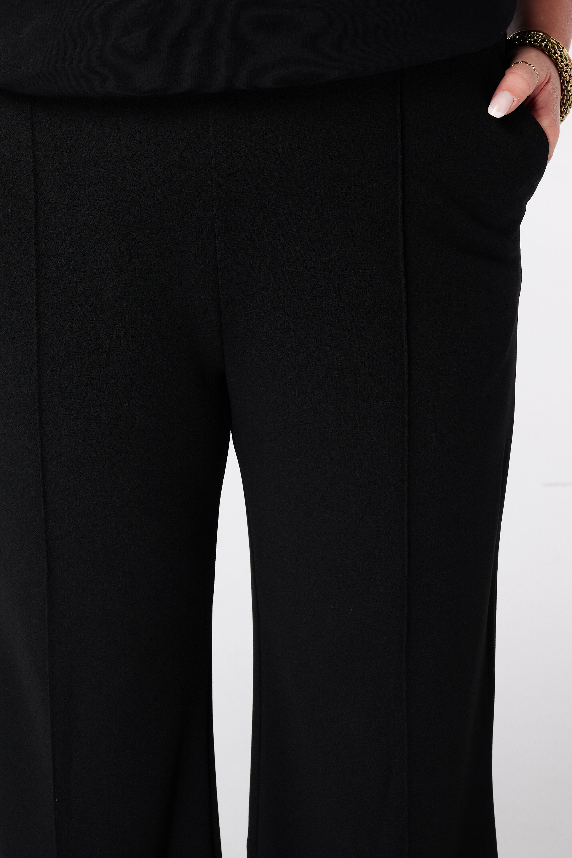 Straight Leg Stoffhose mit elastischem Bund image number 2