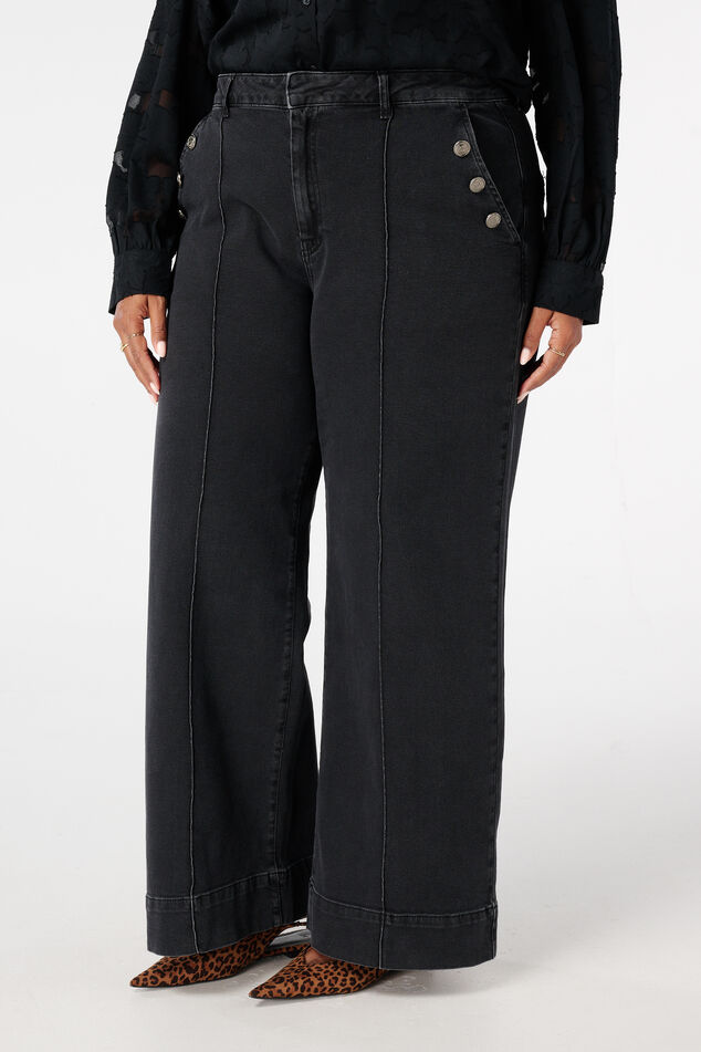 Weite Jeans mit Zierknöpfen image number 5