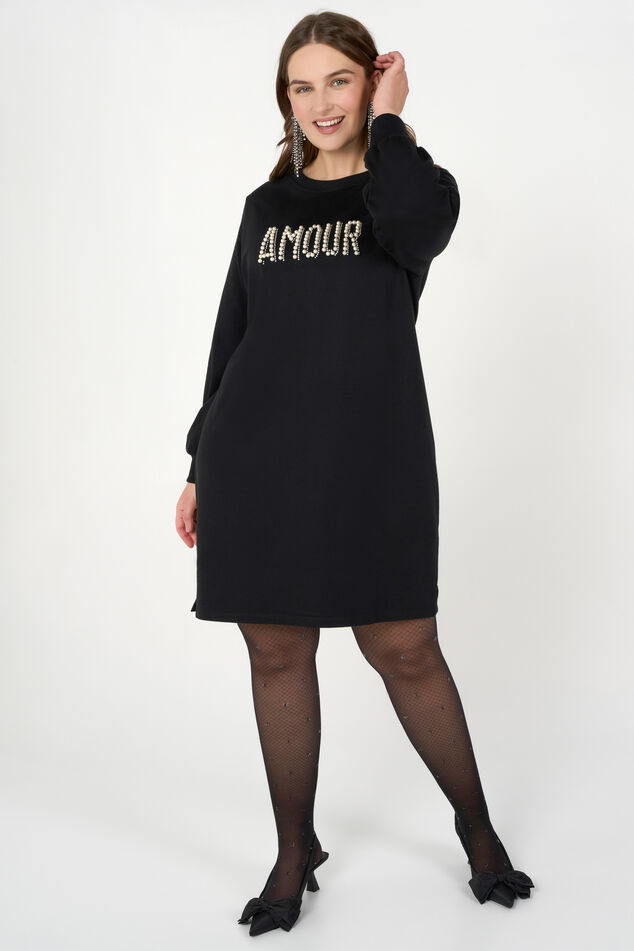 Sweatshirt-Kleid mit „Amour“ Text-Print  image number 0