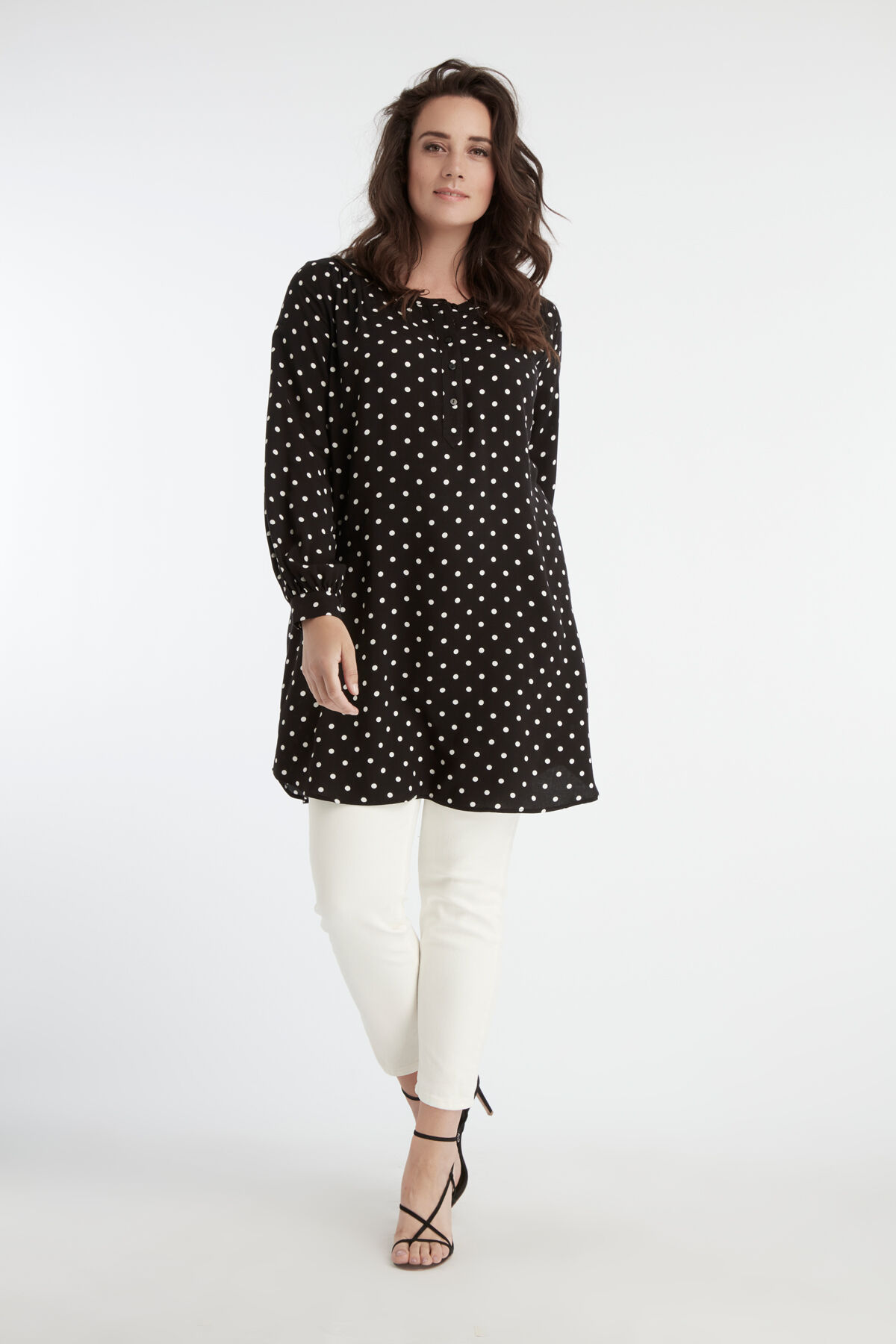 Tunika-Bluse mit Punktmuster image number 3