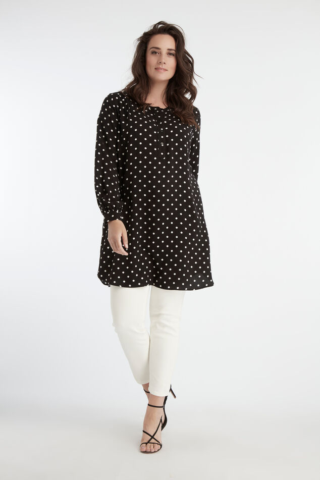 Tunika-Bluse mit Punktmuster image number 3