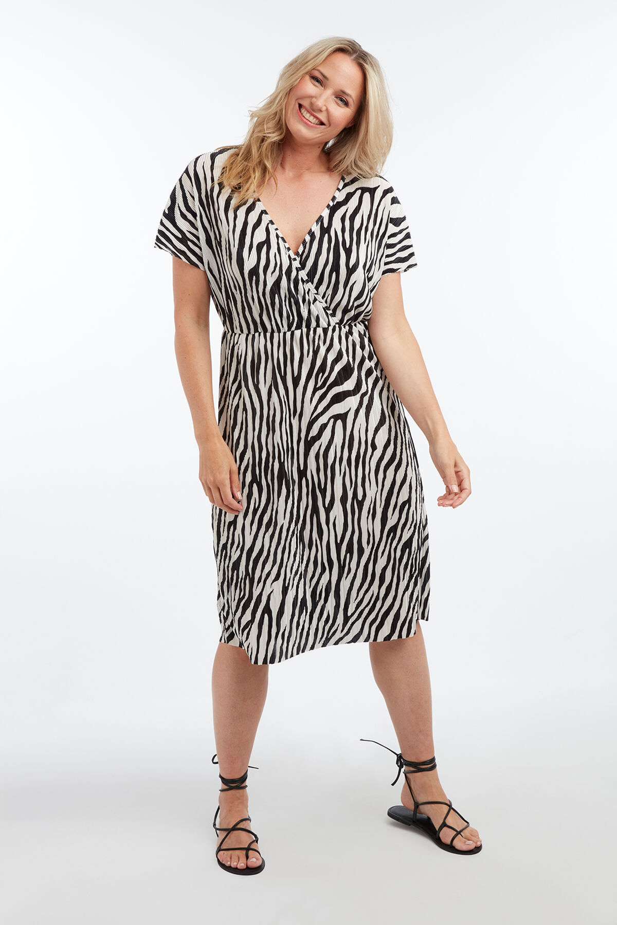 Plissee-Kleid mit Zebra-Print  image number 3