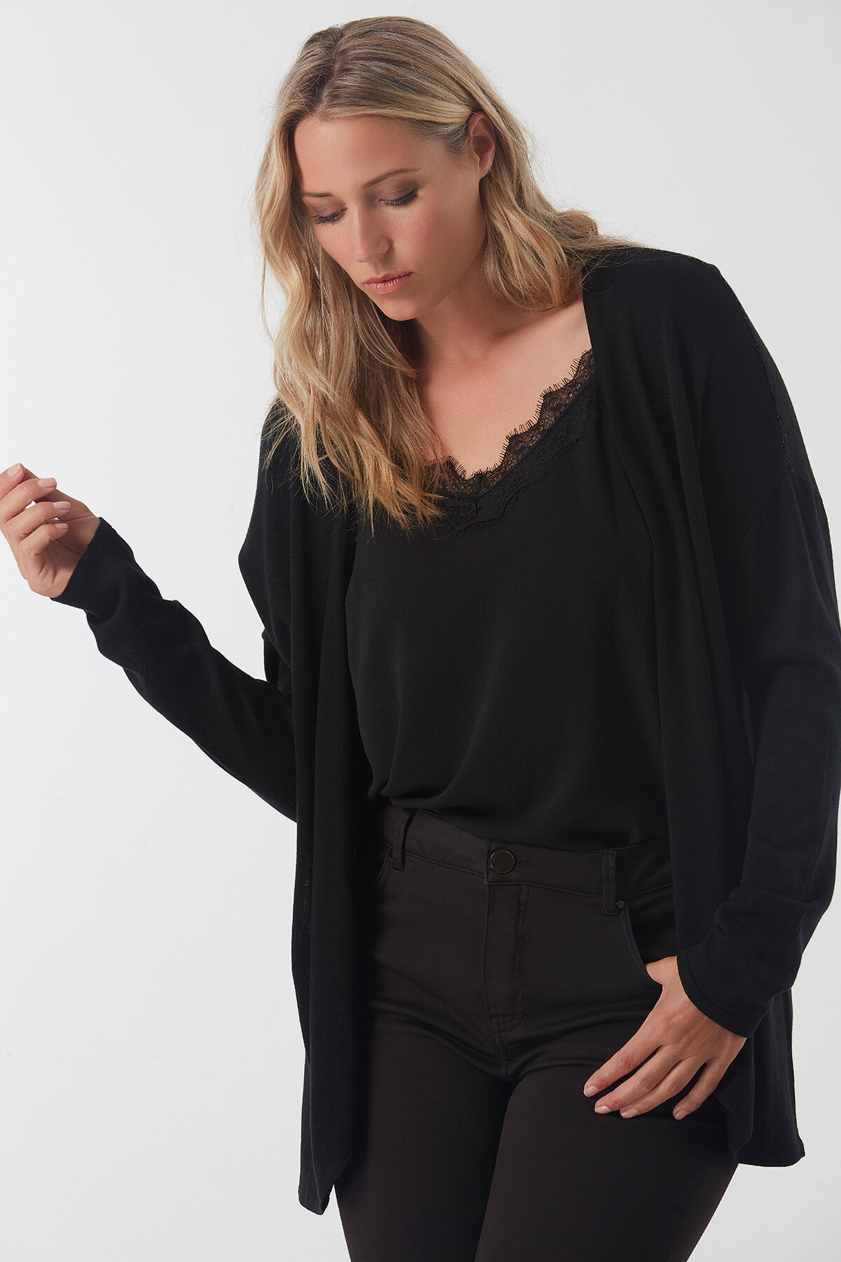 Offener Cardigan mit Tiger-Print image number 4