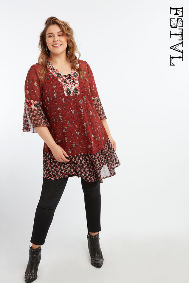 Tunika mit floralem Print image number 0