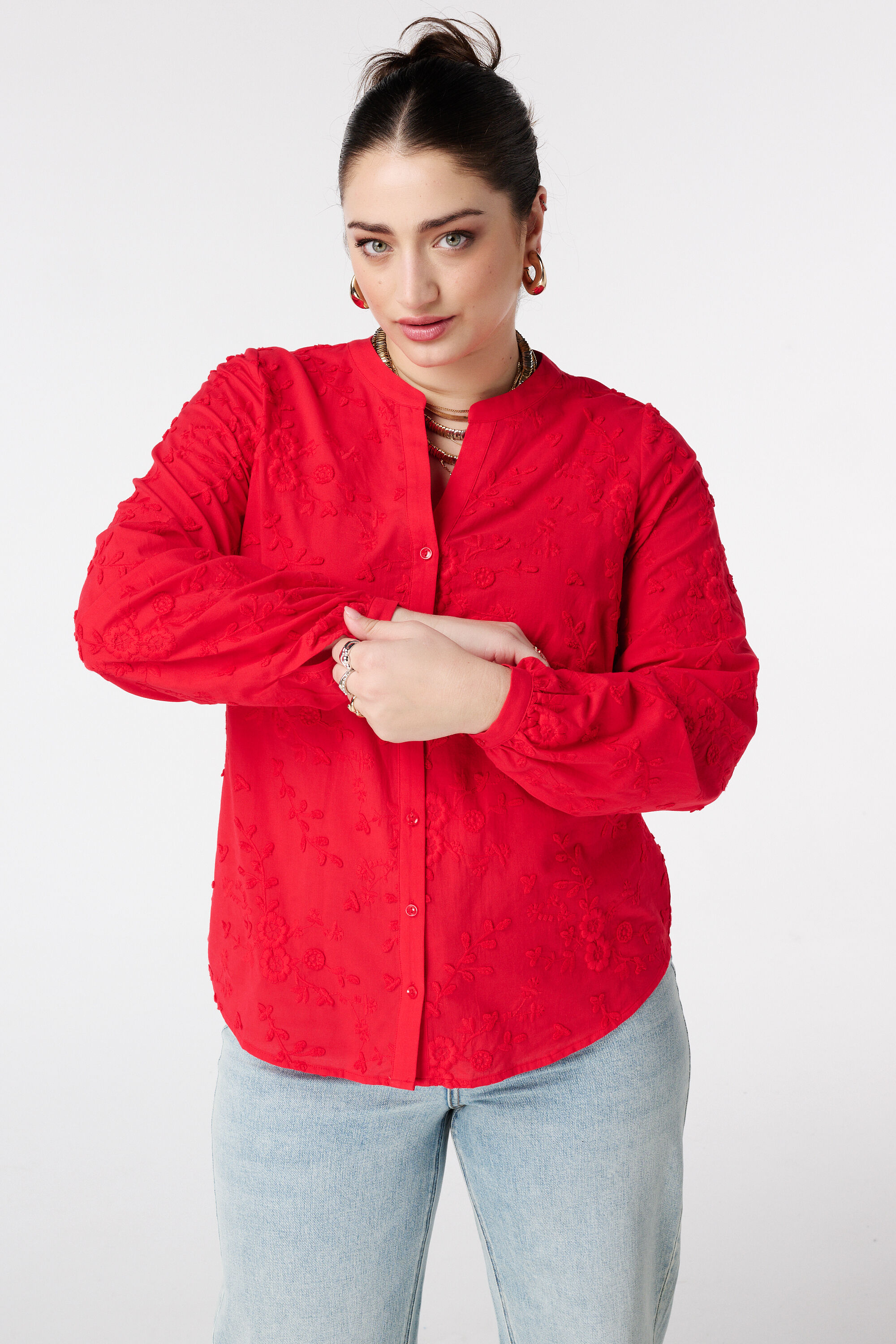 Bluse mit 3D-Blumenprint