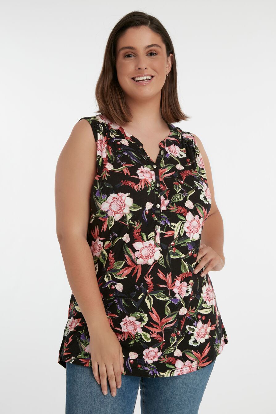 &Auml;rmelloses Top mit Blumen-Print image number 0