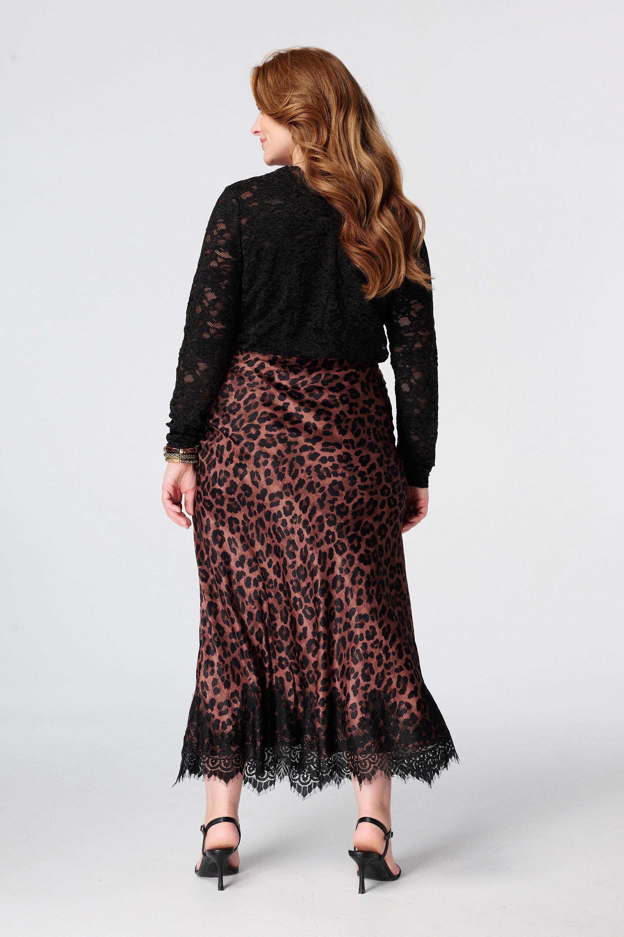 Midi Satinsrock mit Animalprint image number 3