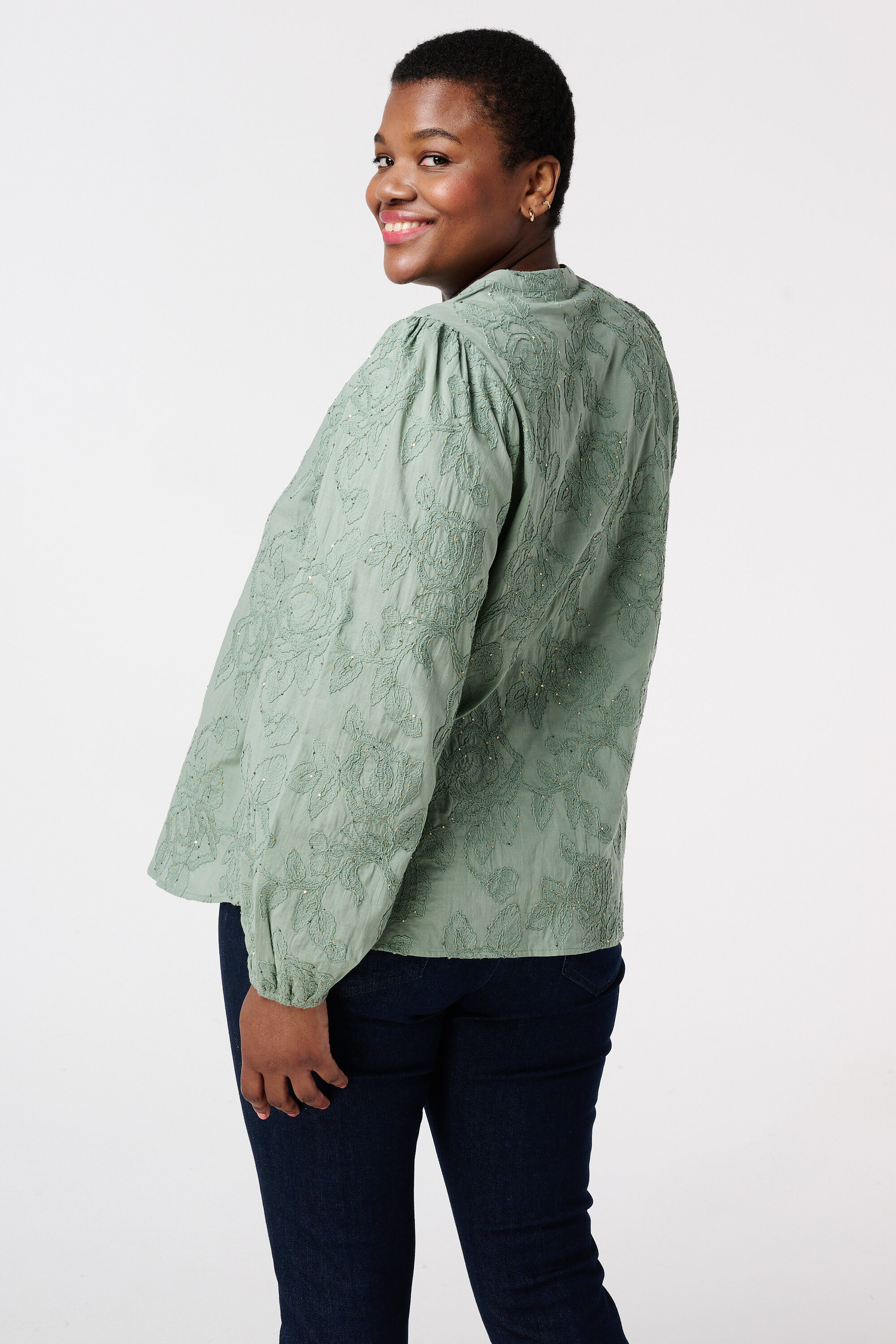 Bluse mit Blumenstickerei image number 3