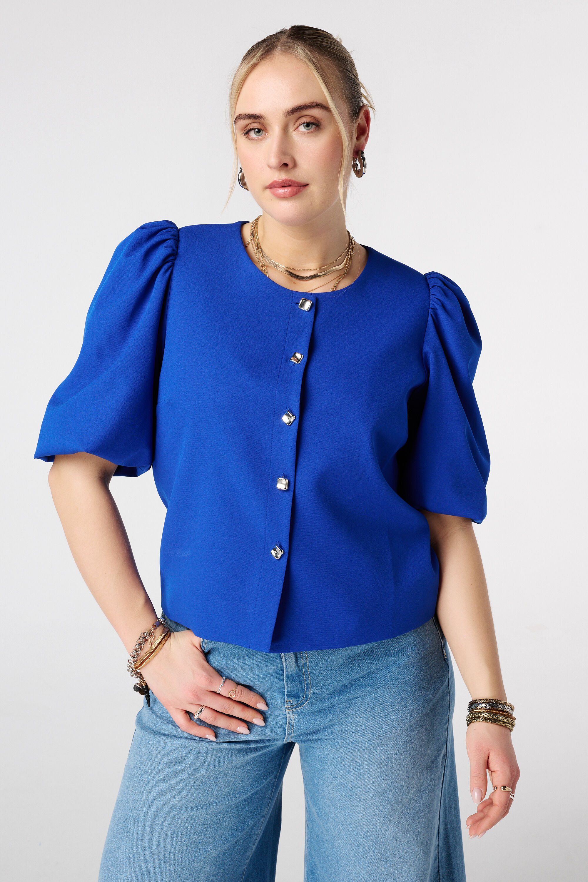 Blazer mit kurzen Puff&auml;rmeln