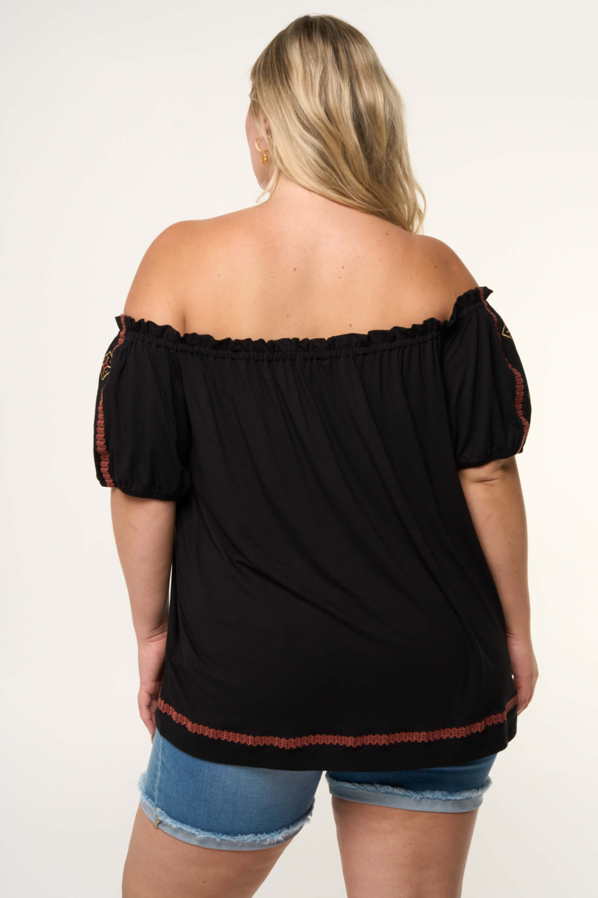 Schulterfreies Top mit Print image number 4