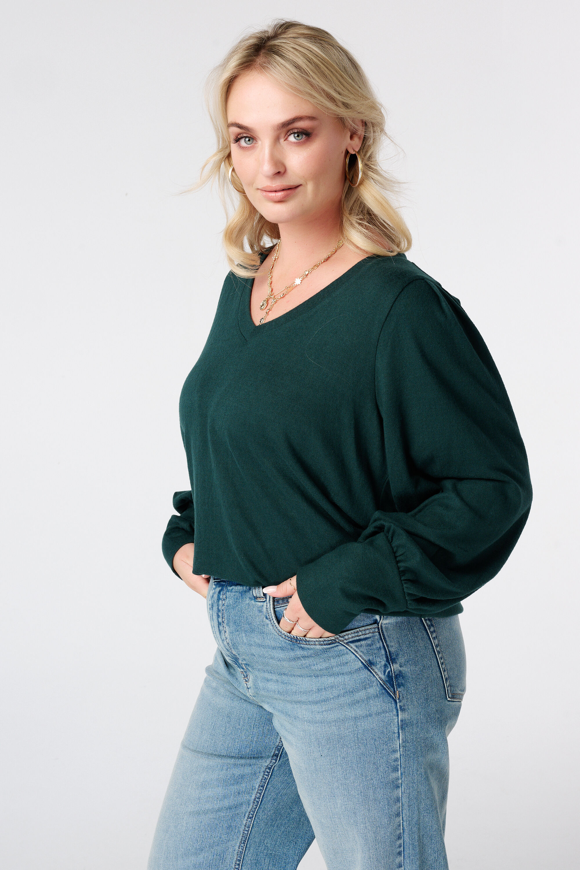 Sweatshirt mit Puff&auml;rmeln