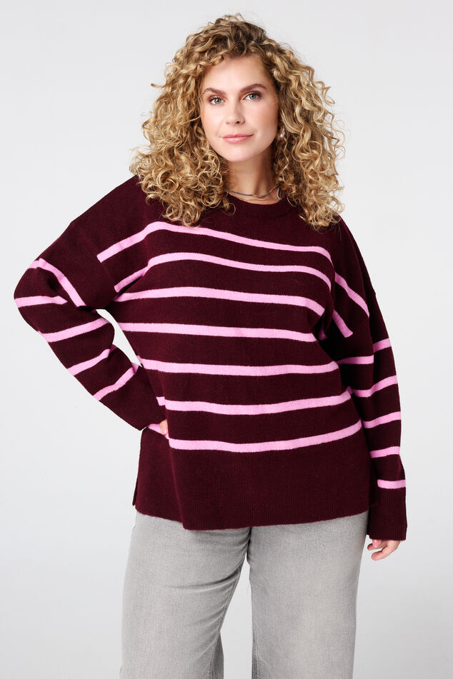Strickpullover mit Streifen und Schlitz image number 0