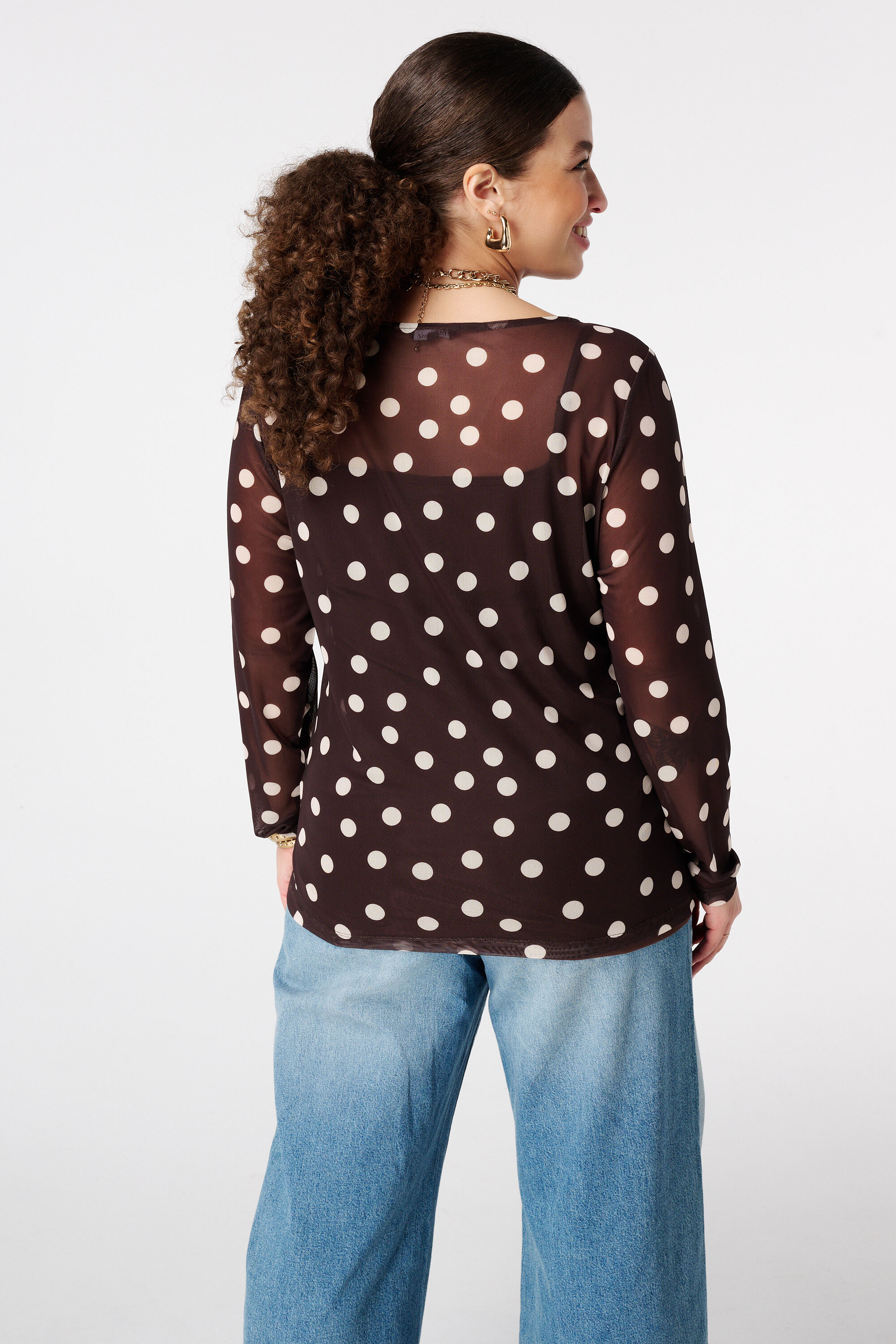 Polka Dot Mesh Top image number 4