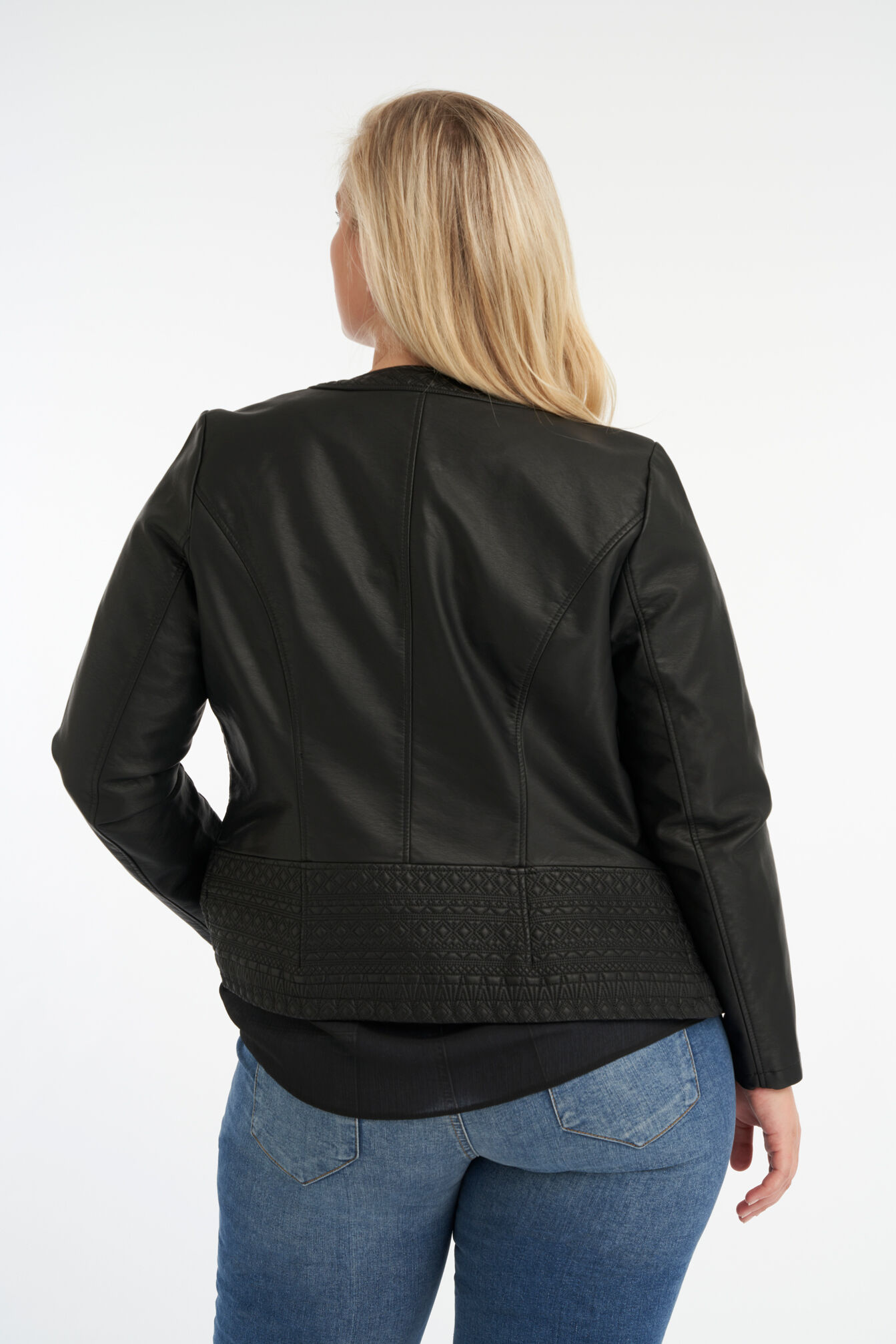 Biker-Jacke aus Kunstleder mit rundem Kragen image number 3