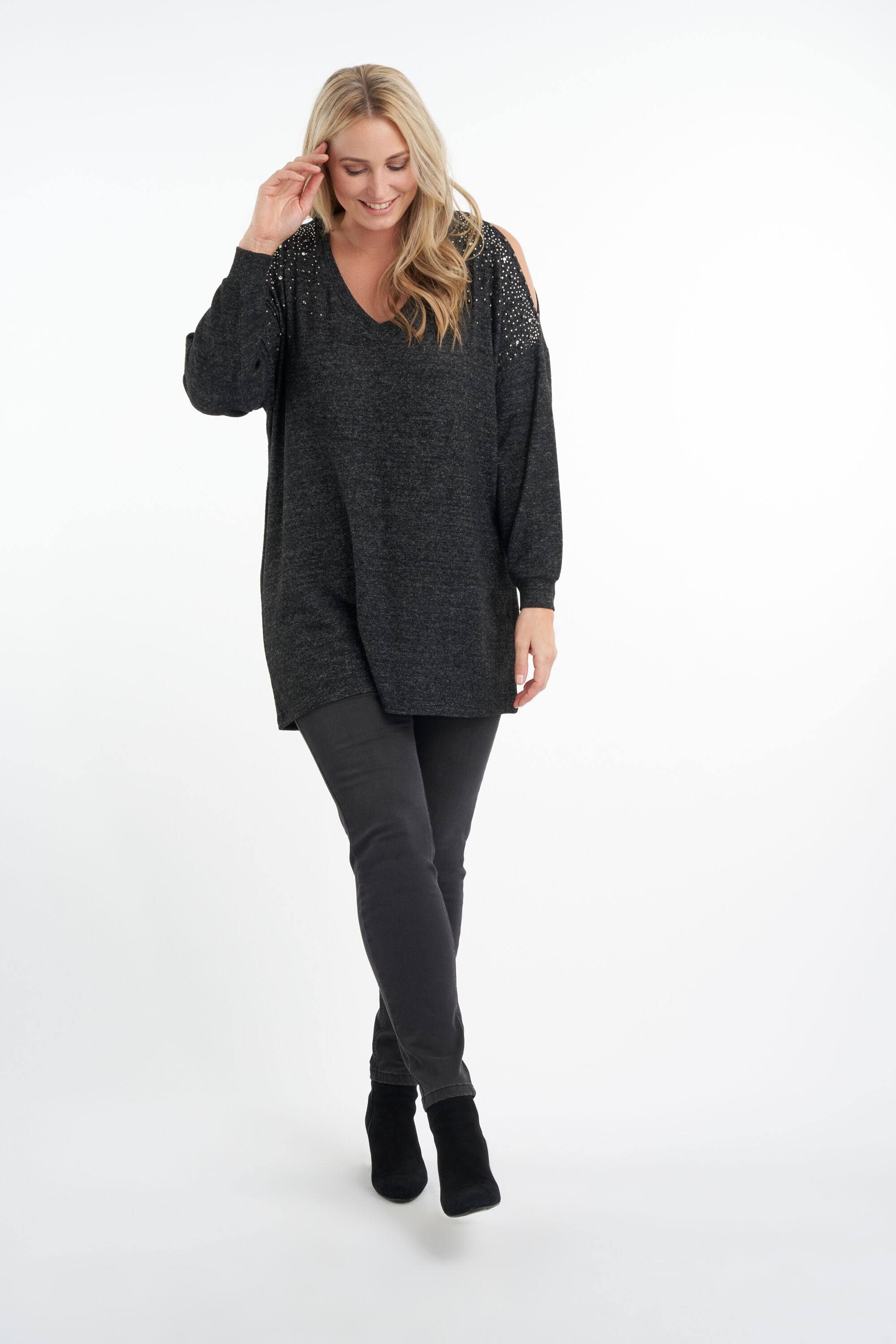 Top mit Strasssteinen und Perlen image number 6