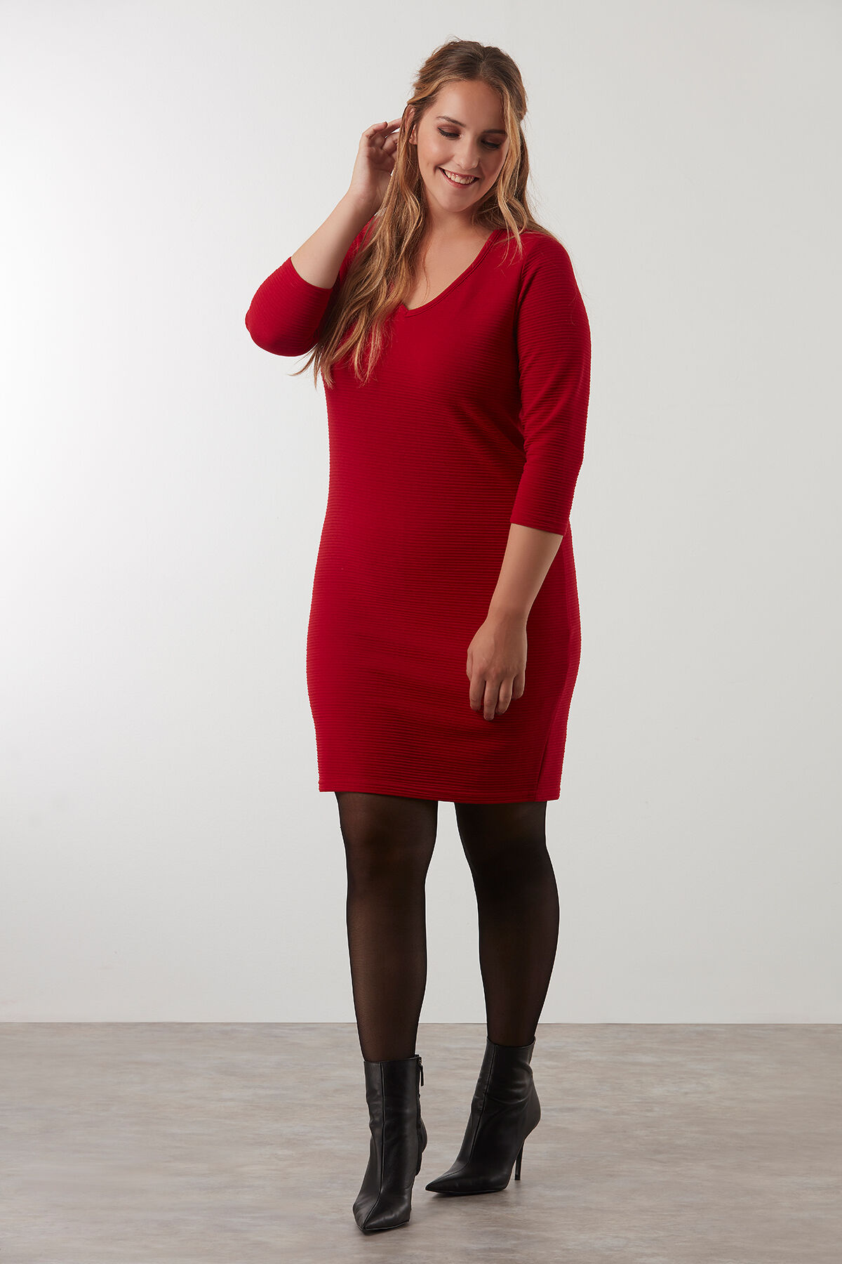 Basic-Kleid im Ripp-Design   image number 3