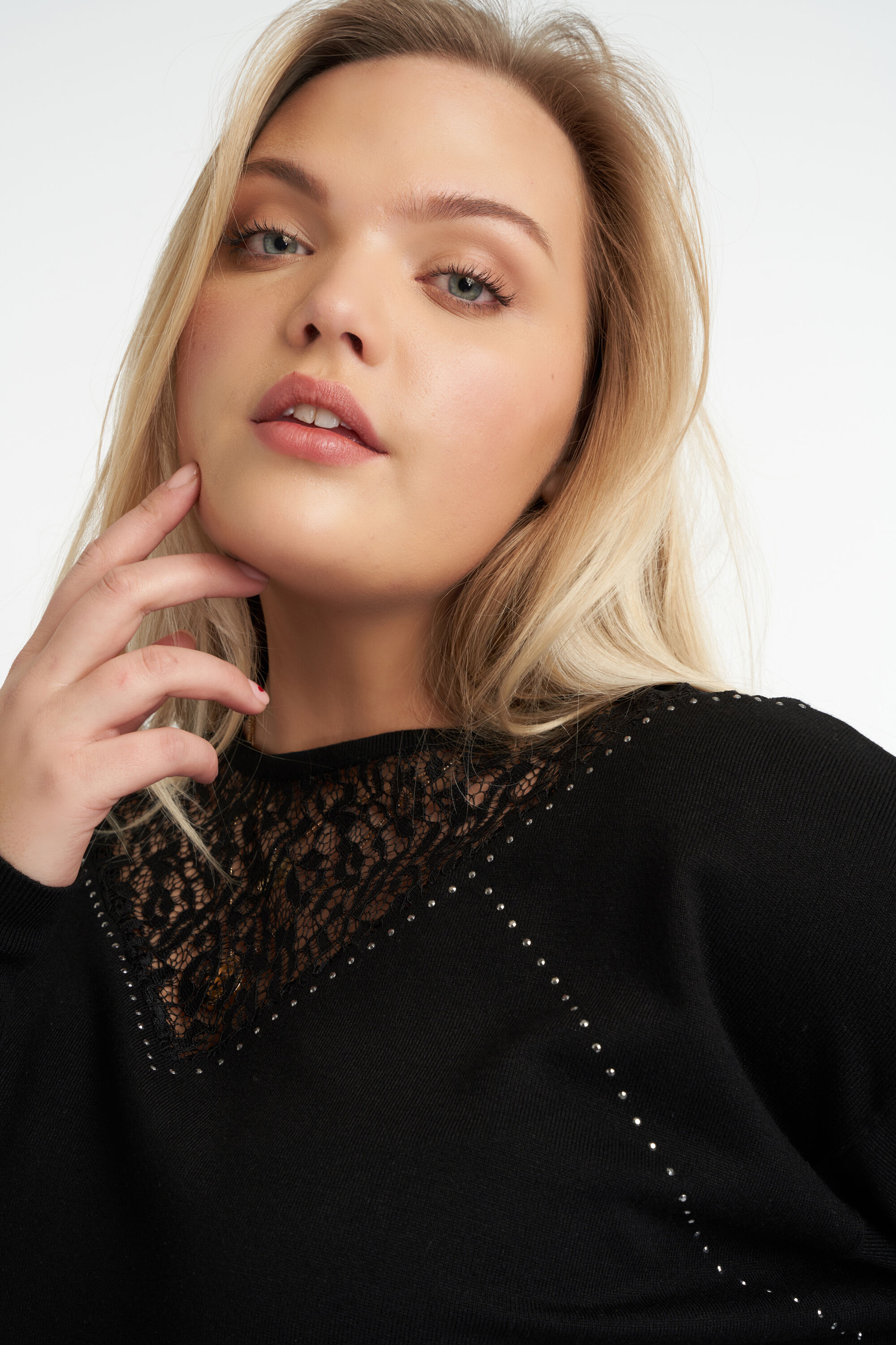 H&auml;keloberteil mit Lochmuster und Tunnelzug an der Taille  image number 4