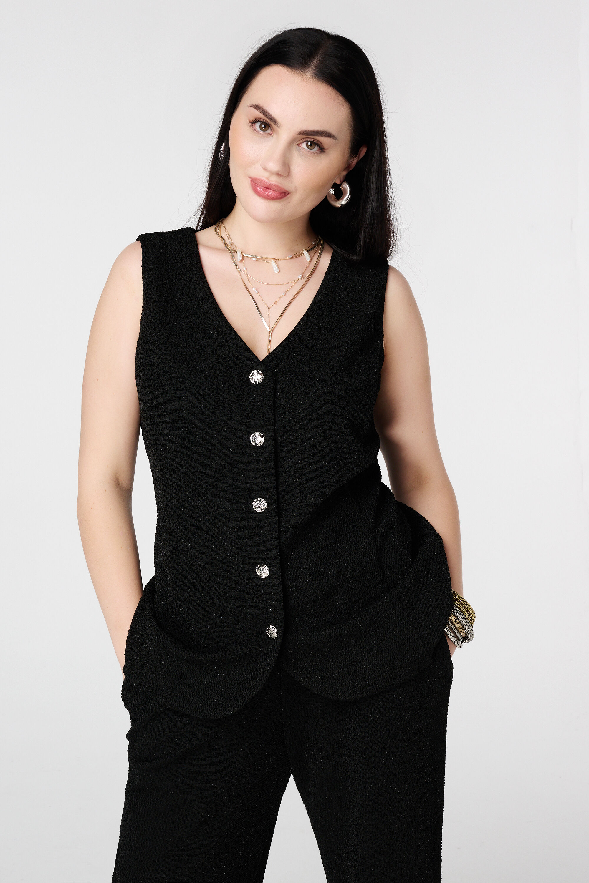 Weste mit Kn&ouml;pfen und Lurex