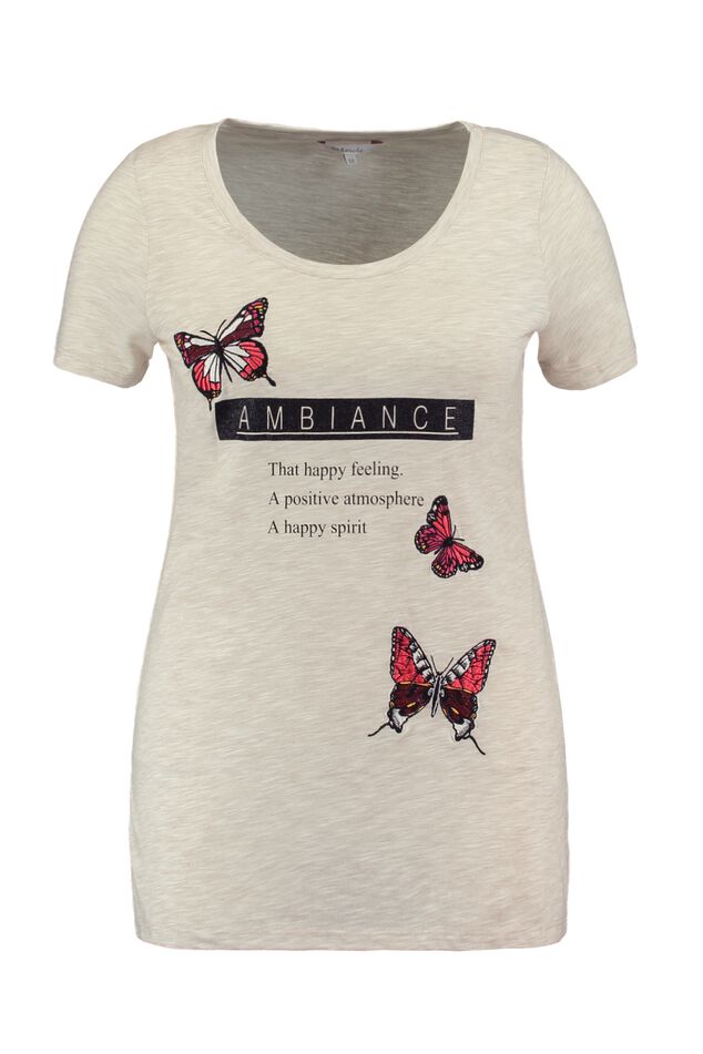 T-Shirt mit Schriftzug und Stickerei image number 1