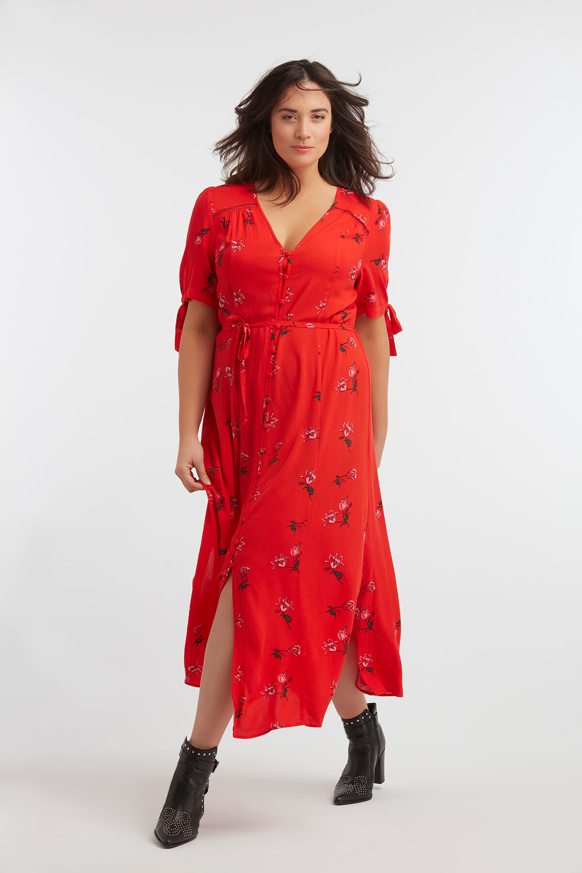 Florales Button-down-Kleid image number 4