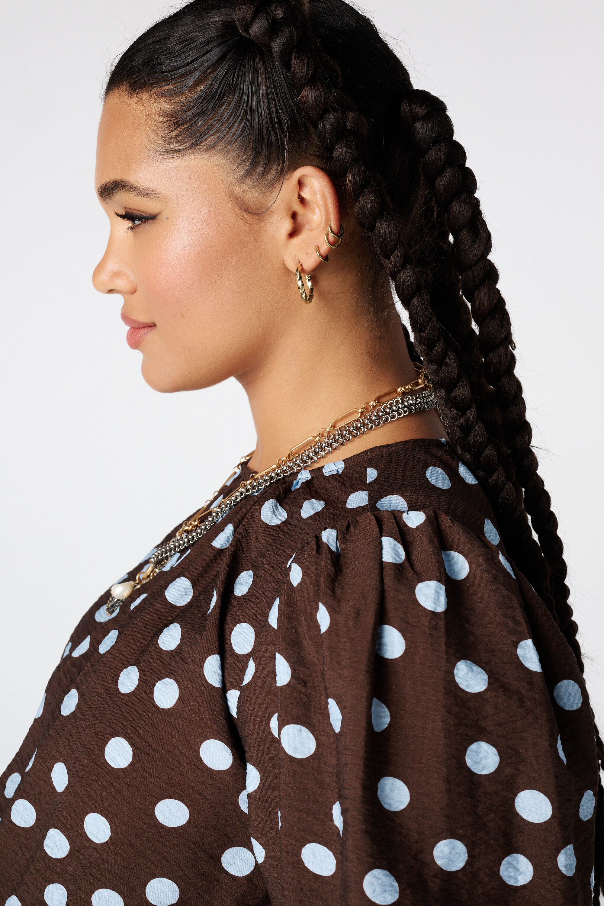 Taillierte Bluse mit Polka Dot Muster image number 4
