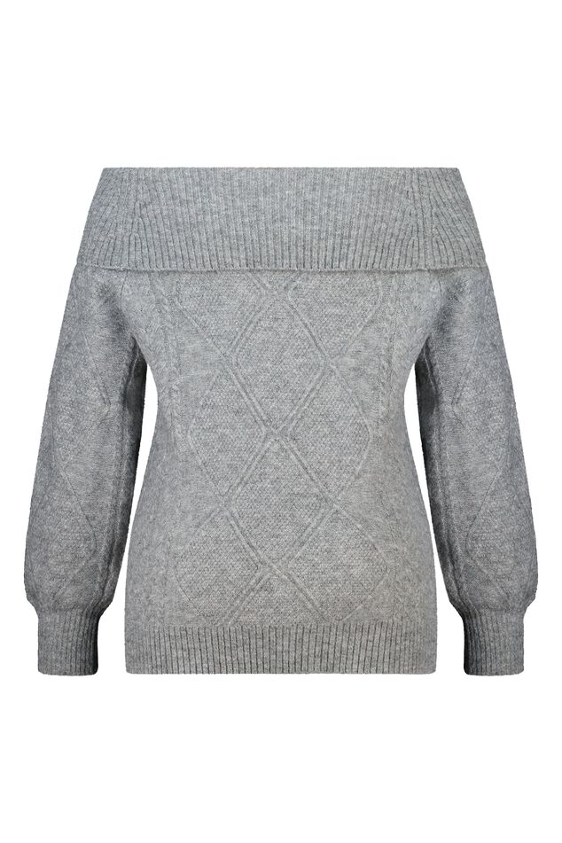 Off-Shoulder-Pullover mit Zopfmuster image number 2