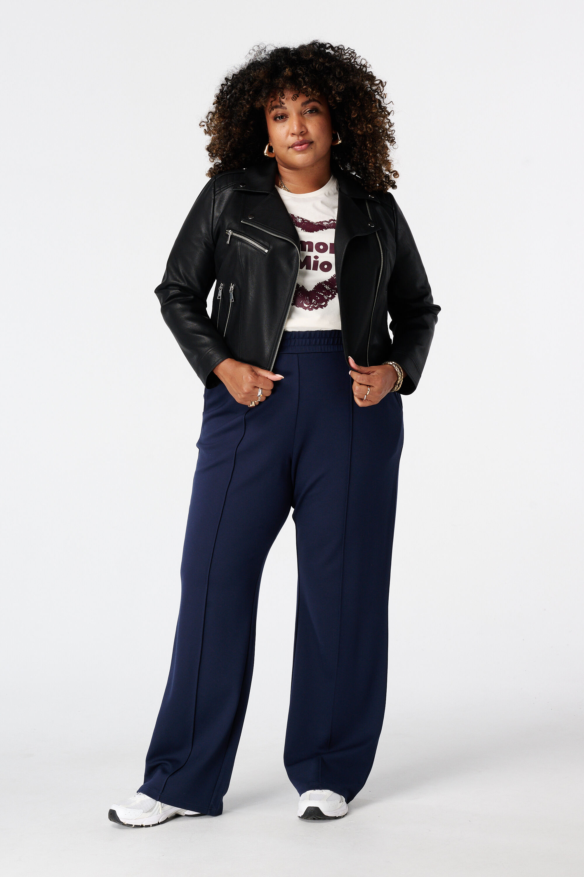 Wide Leg Stoffhose mit elastischem Bund