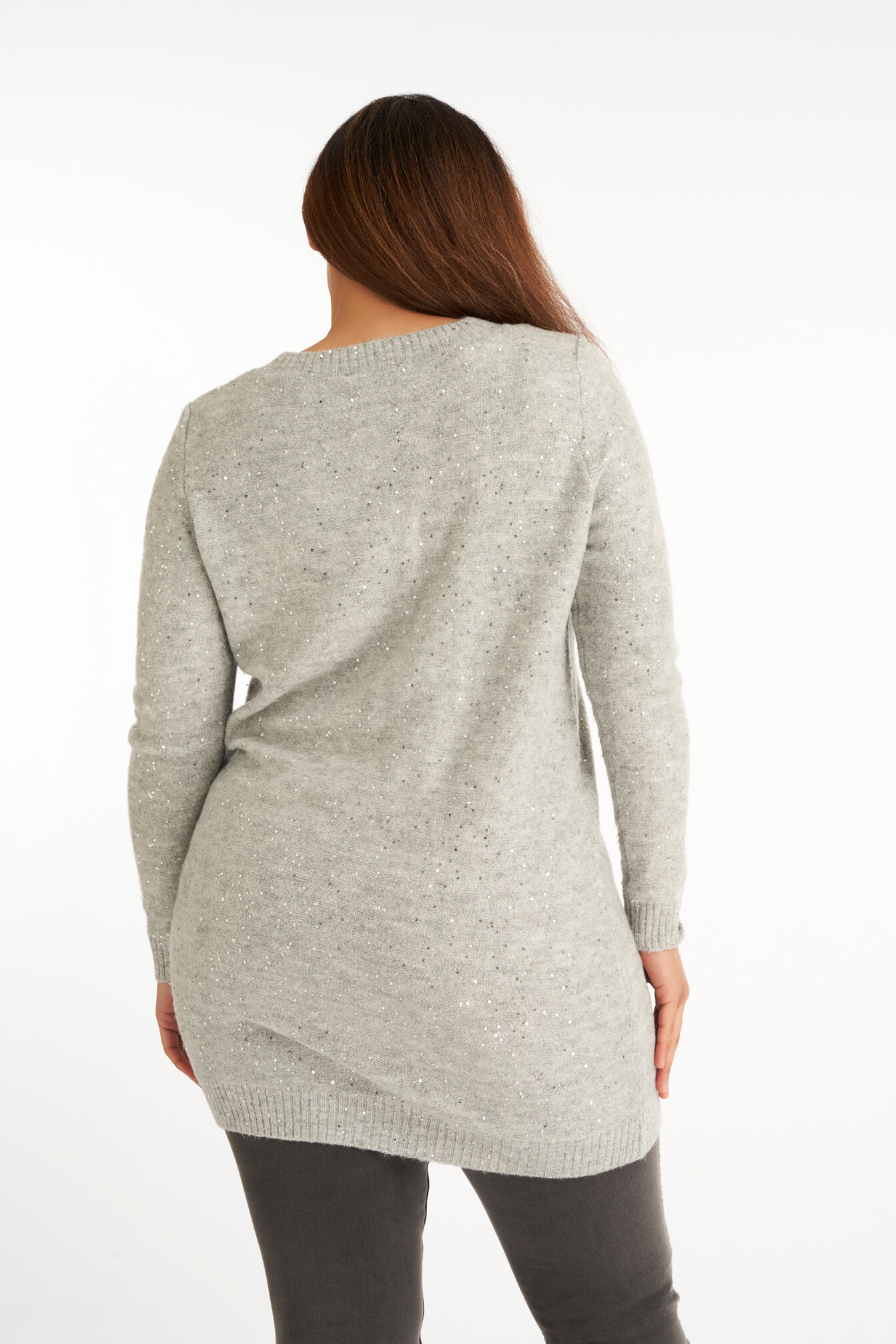 Lange Pullover mit Pailletten image number 3