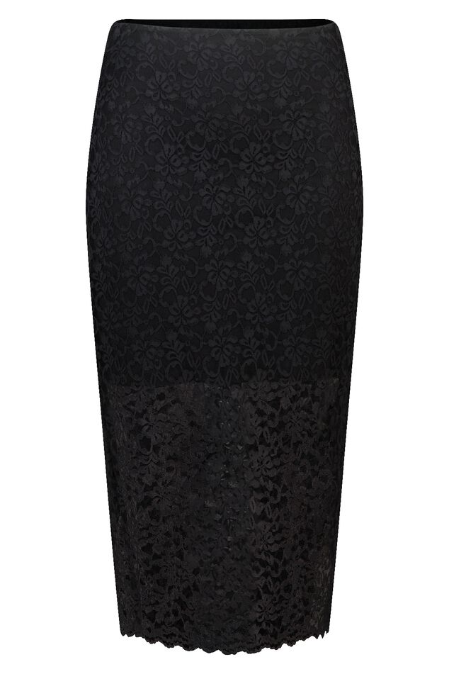 Spitzen-Midirock mit Unterrock image number 1