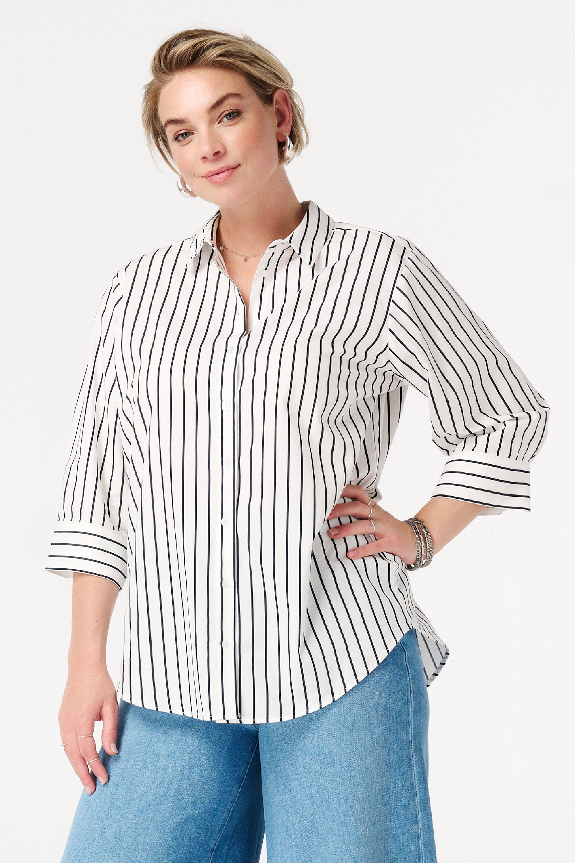 Gestreifte Bluse mit kurzen &Auml;rmeln  image number 5
