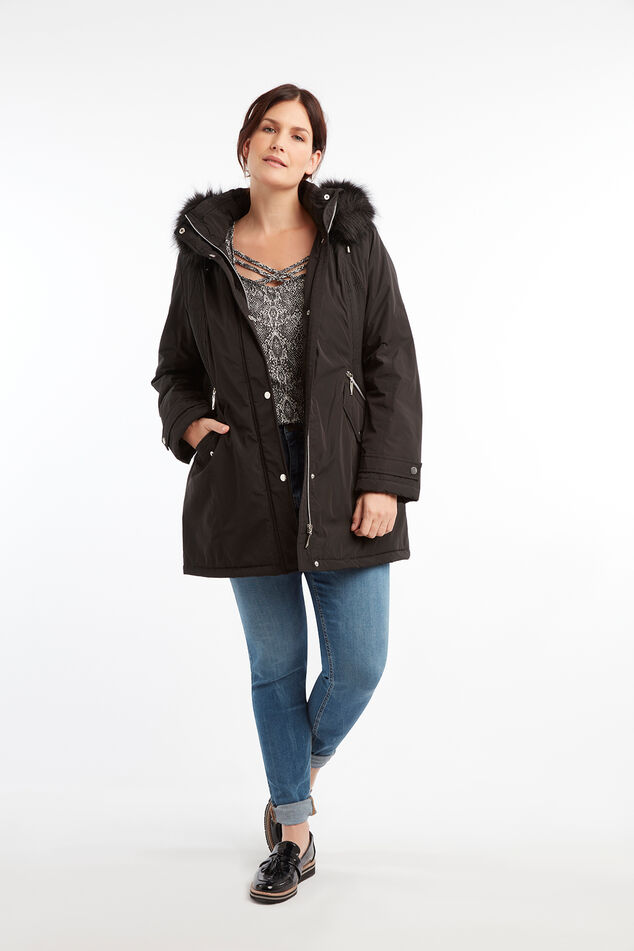 Parka mit Kragen aus Kunstfell image number 3