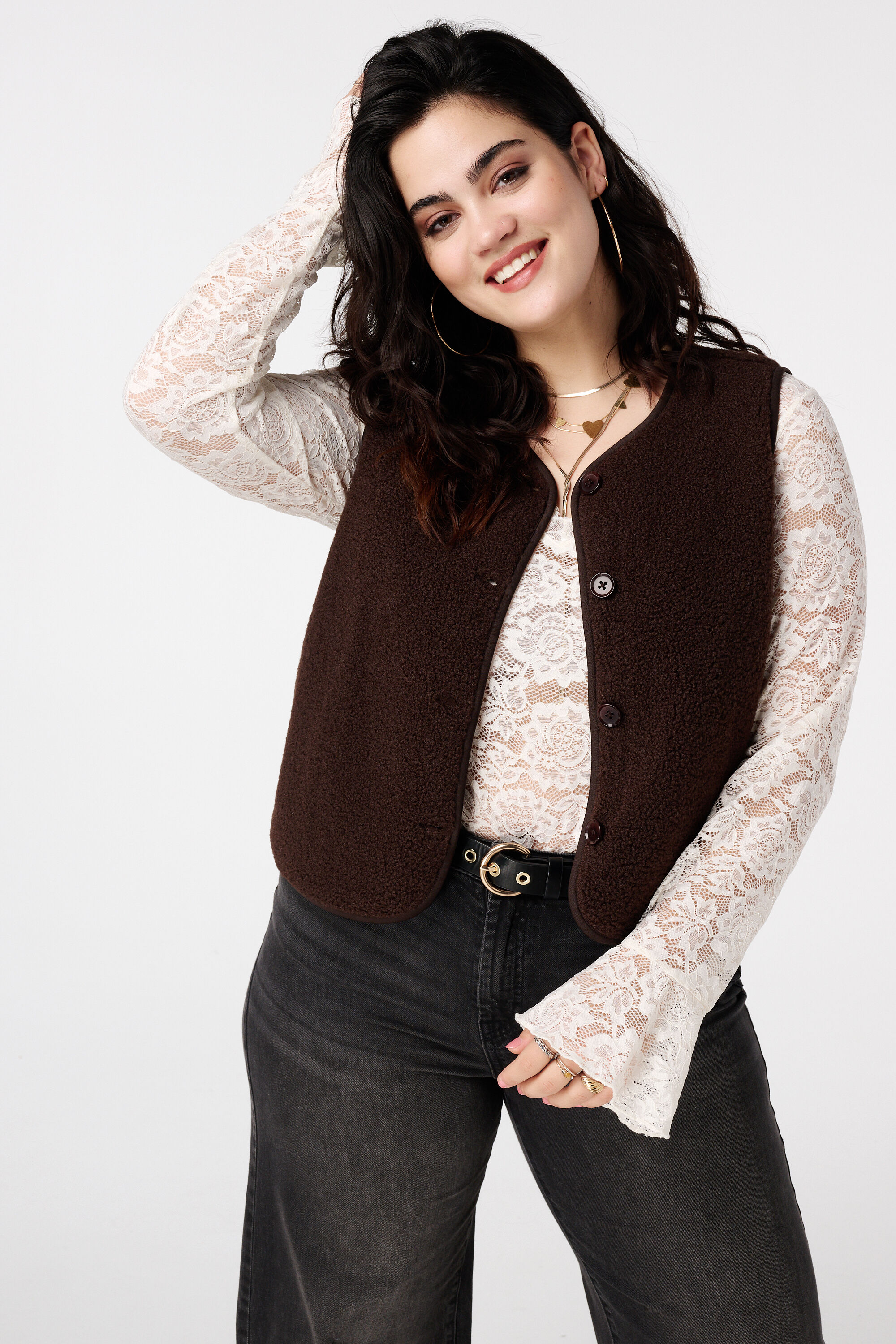 Teddy-Weste mit Knopfverschluss